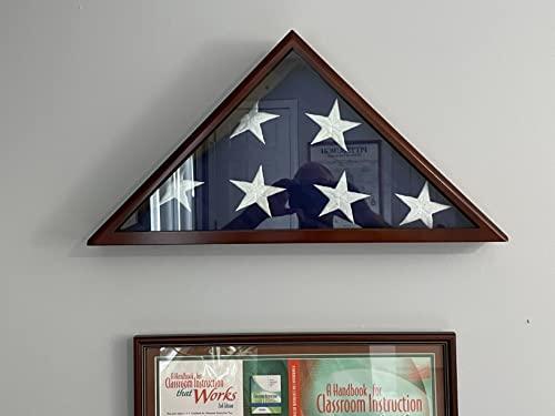 DisplayGifts Solid Wood Memorial Flag Case Frame Display Case for 5x9.5' Flag Folded. for Funeral or Burial Flag, FC60-MAH