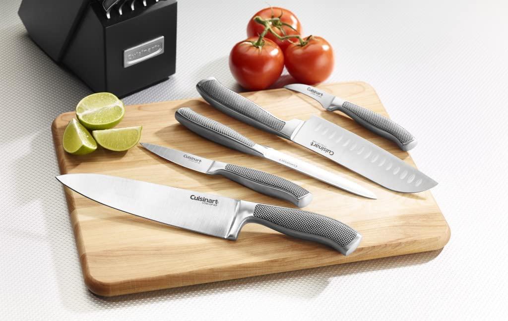 Cuisinart CUISINART Block Knife Set, 15pc Cutlery Knife Set with Steel Blades for Precise Cutting , Lightweight, Stainless Steel, Durable & Dishwasher Safe,C77SS-15P