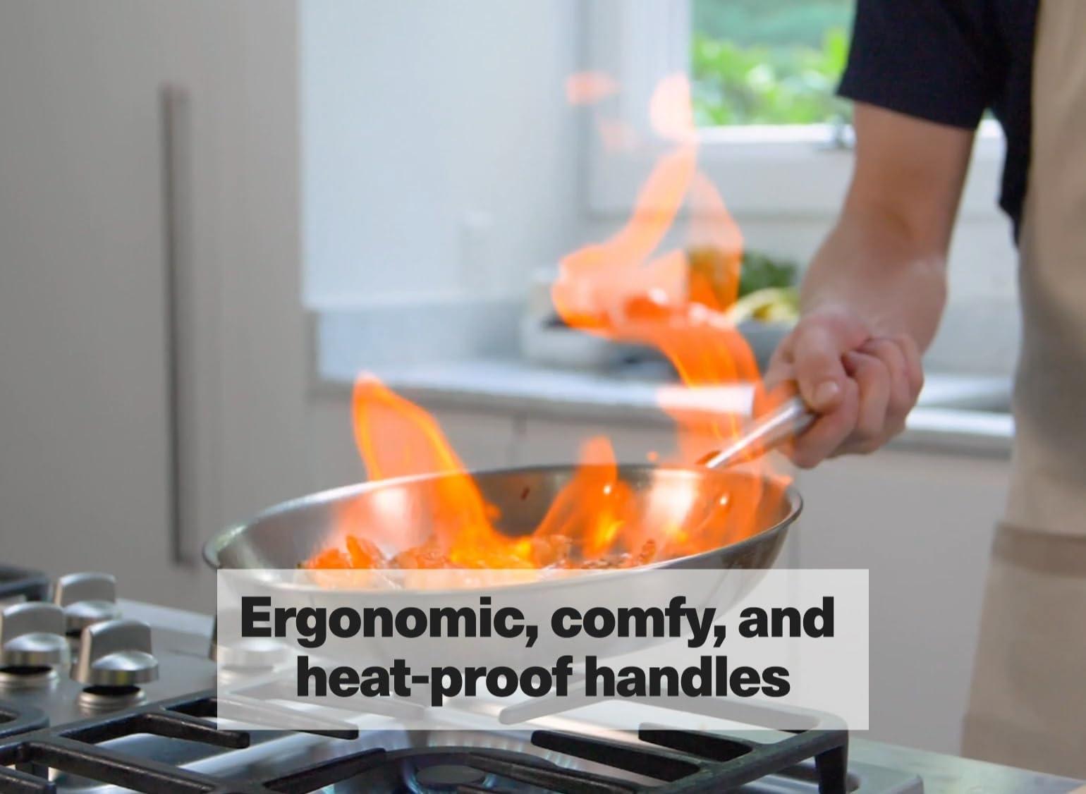 Misen Misen 5-Ply Stainless Steel 10" Frying Pan - Professional Cookware for Induction, Gas and Electric - Dishwasher Safe, Oven Safe to 800F - Durable, Versatile, Even Heating