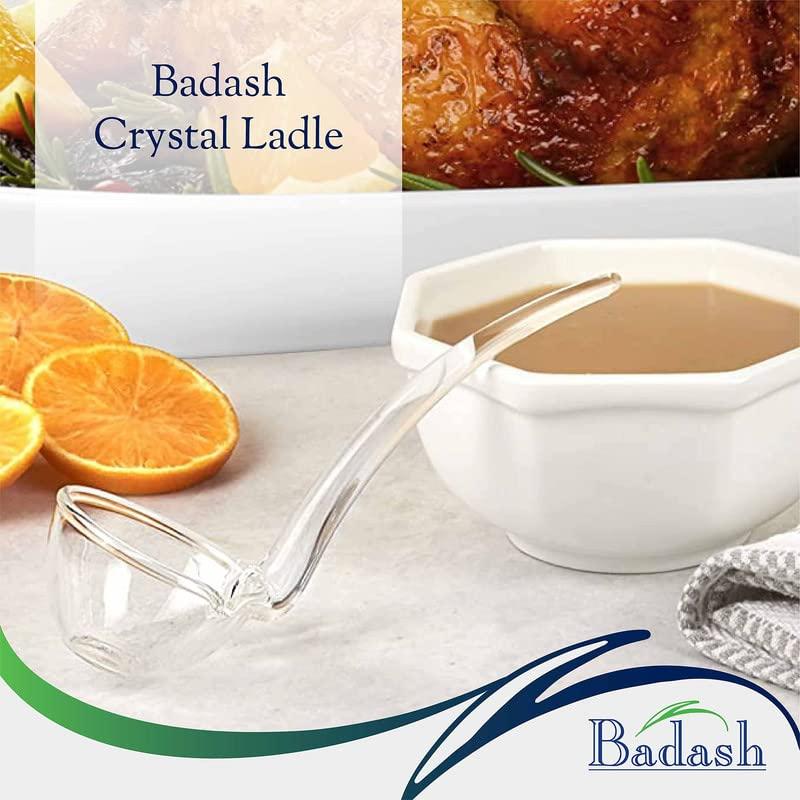 Badash Badash 6\" Small Glass Gravy Ladle, Artisan Heritage Quality Mouth-Blown Lead-Free Crystal, Elegant Small Spoon-Sized Serving Clear Utensil perfect For Sauce & Salad Dressing, Presentation Packaging