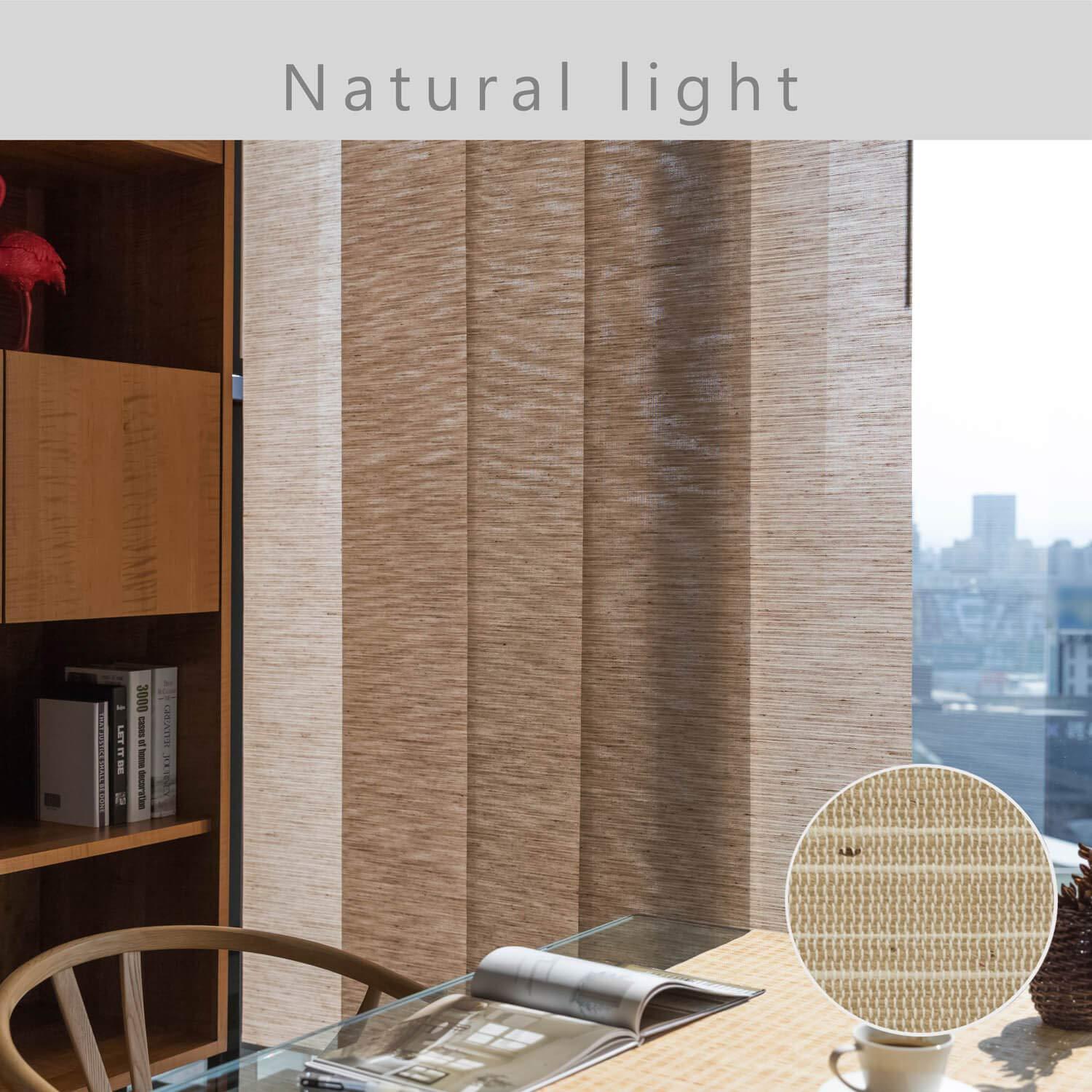 GoDear Design GoDear Design Adjustable Panel Track Blinds, Vertical Blinds, Patio Door Blinds, Winodws Blind, Extendable Track from 45.8" to 86" W, Trimmable Panel Curtains Up to 96", See-Through, Jute Fabric, Yoga