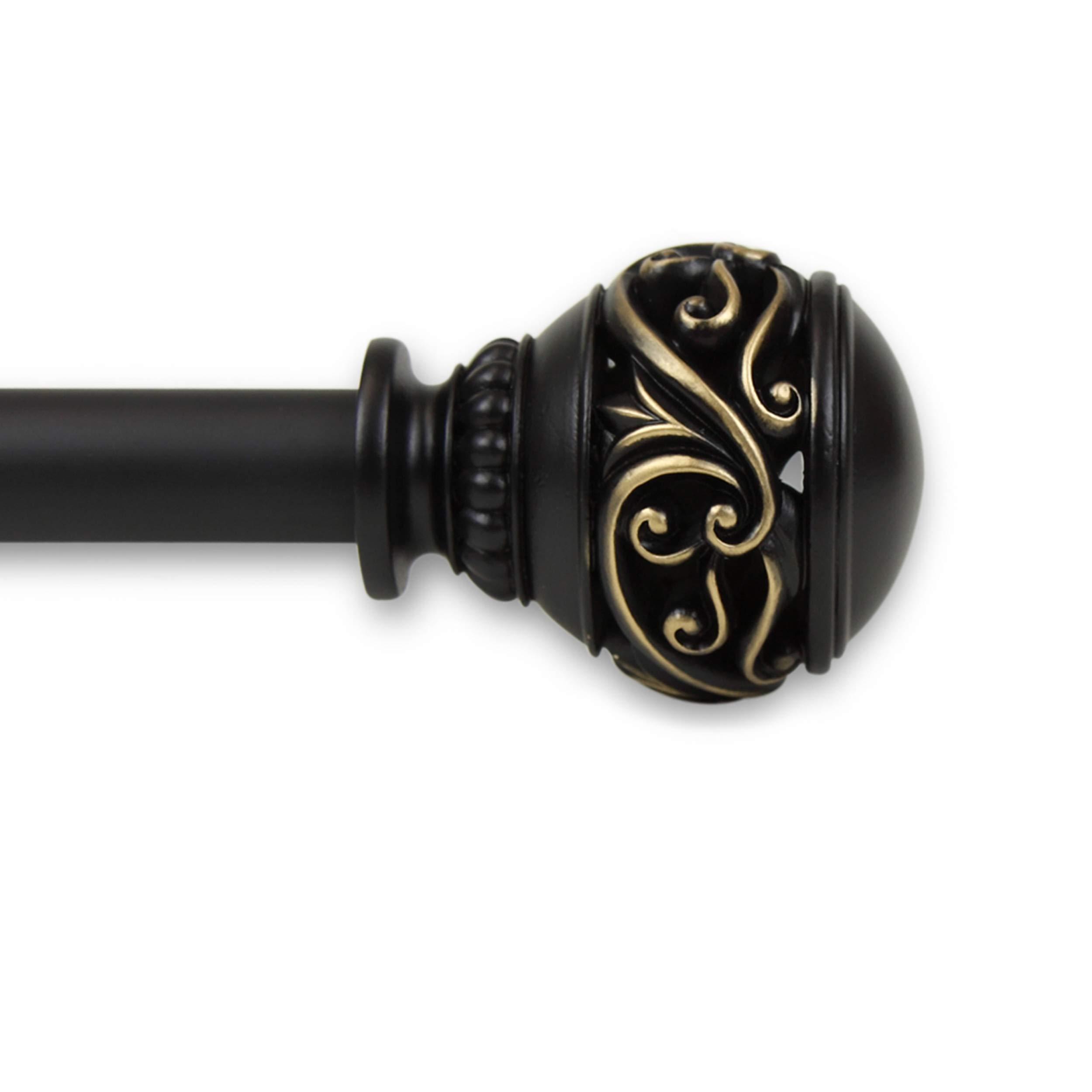 Rod Desyne Rod Desyne Medor 1" Single Curtain Rod, 120-170 inch, Black