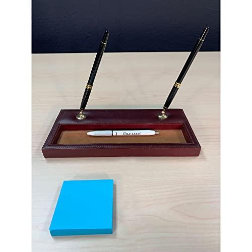 Dacasso Dacasso A3004 Leather Double Pen Stand Desk Set, Mocha