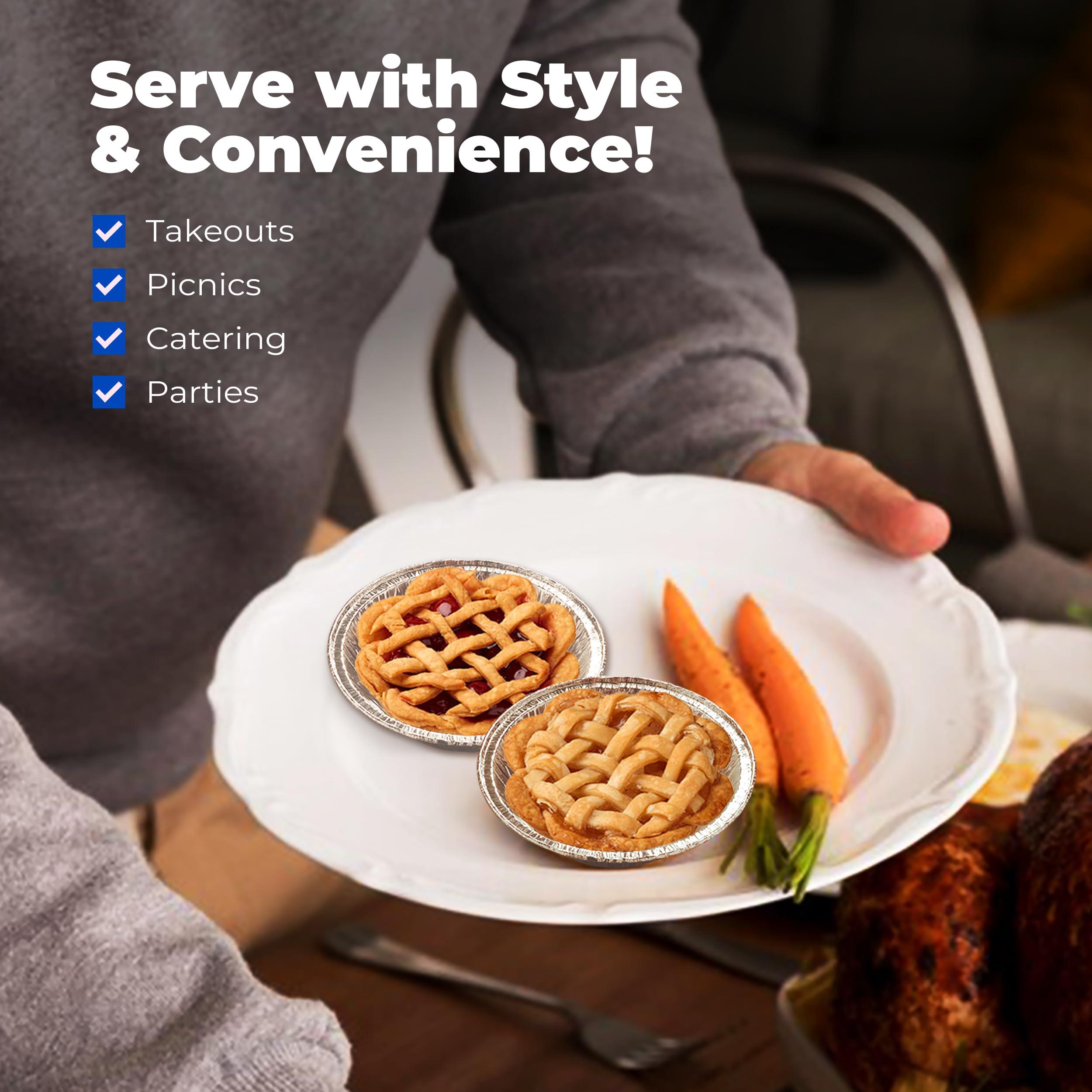 Fit Meal Prep Fit Meal Prep 100 Pack 5 Aluminum Foil Pie Pans, 5 inch Disposable Aluminum Baking Pie Pan, Deep Foil To Go Food Storage Containers Freezer Safe for Catering, Packaging