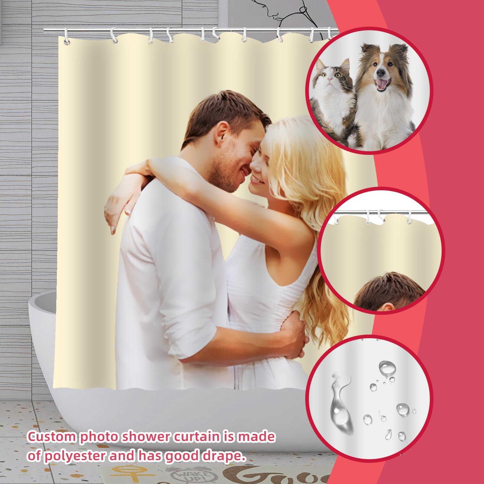 KAPTOY KAPTOY Custom Shower Curtain,Personalized Shower Curtain with Picture Text Logo, Custom Photo Shower Curtain with 12 Hooks,Custom Shower Curtains for Bathroom (60x79 in)