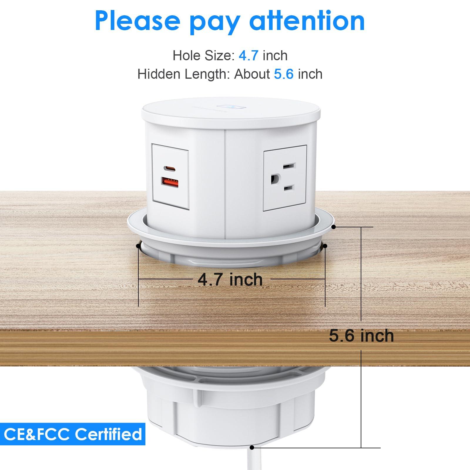 ANNQUAN ANNQUAN Pop Up Outlet for Countertop with 20W USB-C,4.7inch Pop Up Power Outlet,15W Wireless Charger,4 Outlets,1 USB-C,1 USB-A,Pop Up Electrical Outlet for Kitchen Conference Garage Workbench(White)