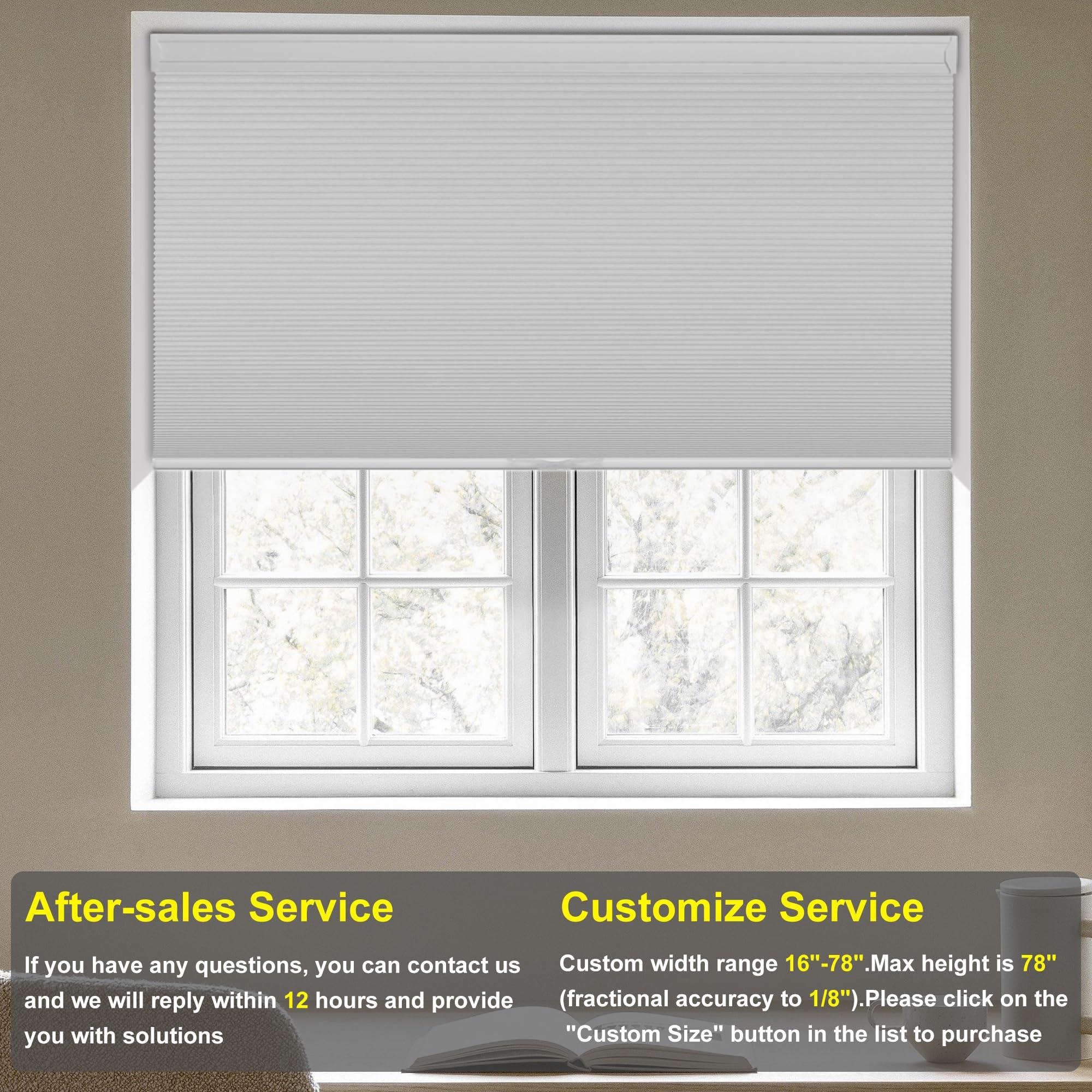 HOTSOON HOTSOON Blackout Cellular Shades Cordless Room Darkening Cellular Blinds Pull Down Sun Blocking Honeycomb Blinds Black Out Honeycomb Window Shades for Home Bedroom Living Room White,19" W x 39" H