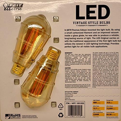Feit Electric FEIT LED Vintage Style Bulbs - 4.8WATT/40WATT Replacement 2 Pack