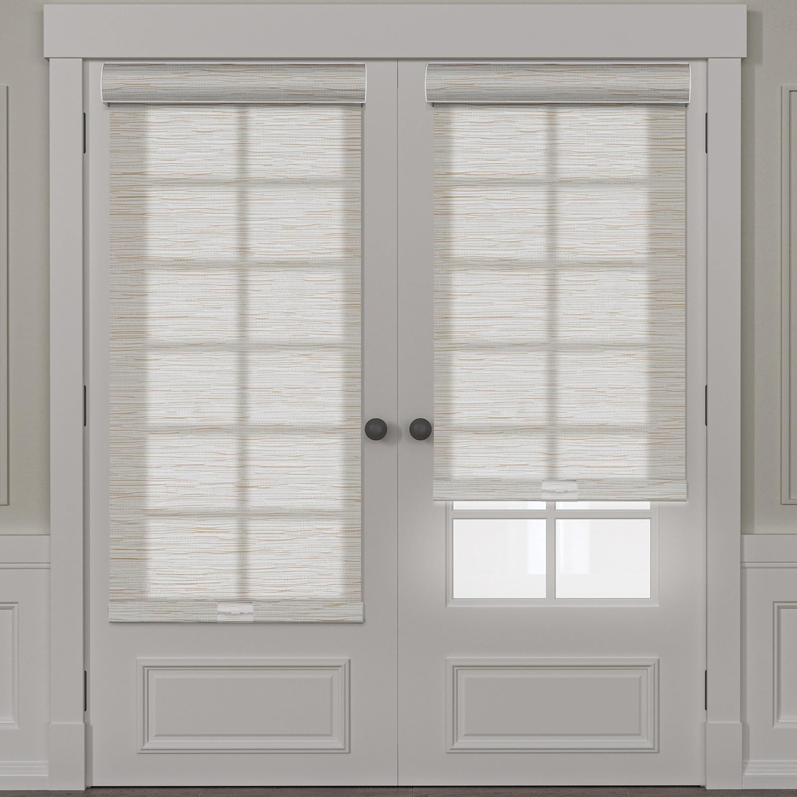 Sulugood Sulugood Roller Shades for Windows,Light Filtering Roller Blinds with Cassette Valance,Window Blinds,Jacquard Thermal Insulation Energy Saving Cordless Shades for Home Door,Beige,51" W x 56" H