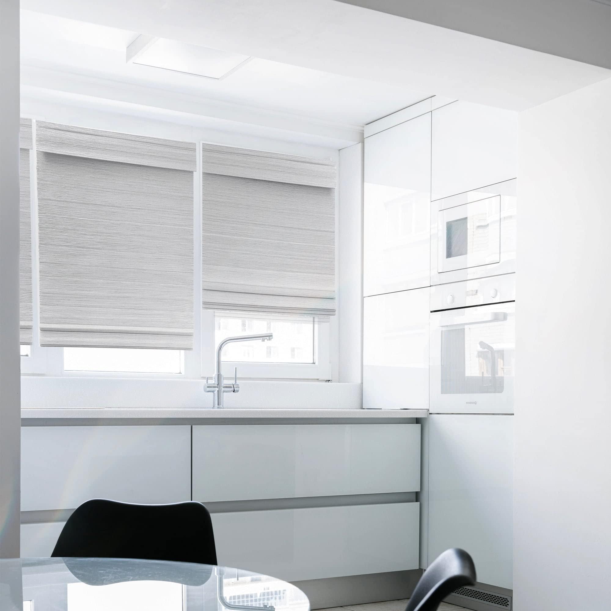 Mood MOOD Custom Bamboo Shades | Woven | Cordless Bamboo Roman Shades for Windows and Doors (Natural Woven) | Woven Sand (Sheer) | 28" W x 24" H