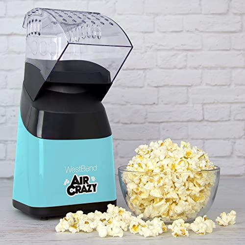 West Bend West Bend Air Crazy Popcorn Machine for Healthy Snacking with No Oil, 4-Quart, Blue