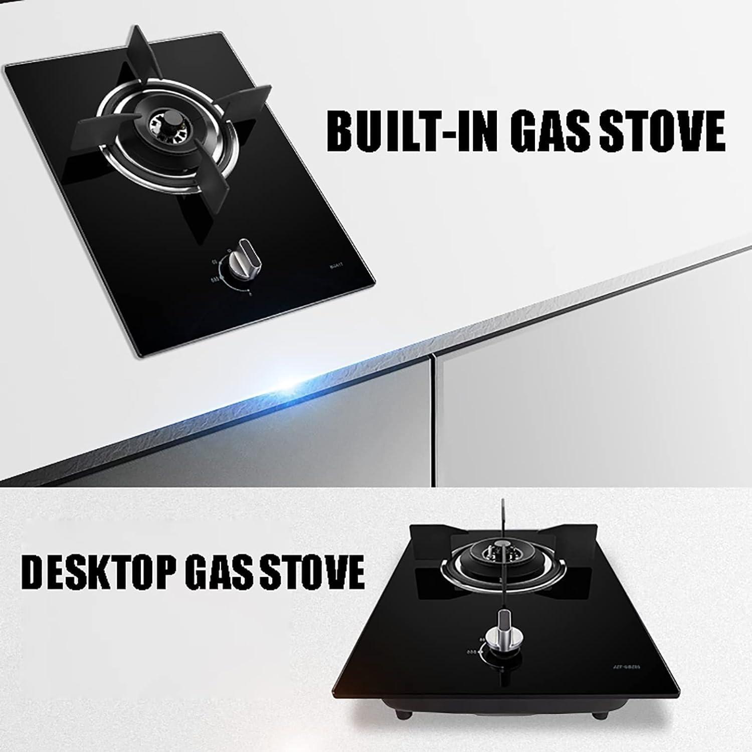 YUSIWOAL Burners Gas Hob gas hob 4.2KW Built-in Gas Stove |Upgraded Black Tempered Glass Gas Cooktop | Easy To Use |,Cast Iron Pan SupportNG/LPG Convertible [Energy Class A](Black)