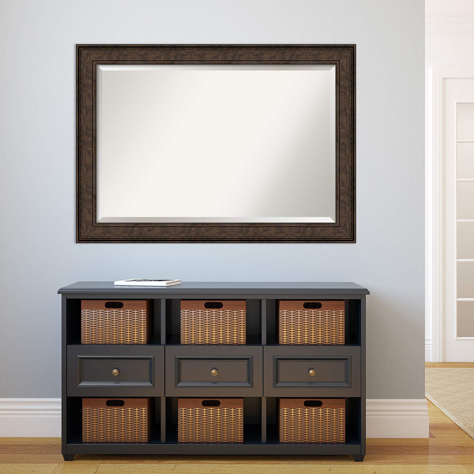 Amanti Art Amanti Art Bronze Bathroom Mirror for Over Sink, 30x42 Ridge Bronze Rectangle Vanity Mirror, Large Traditional Frame, Hangs Horizonally and Vertically, Bathroom Wall Decor, Beveled Edge