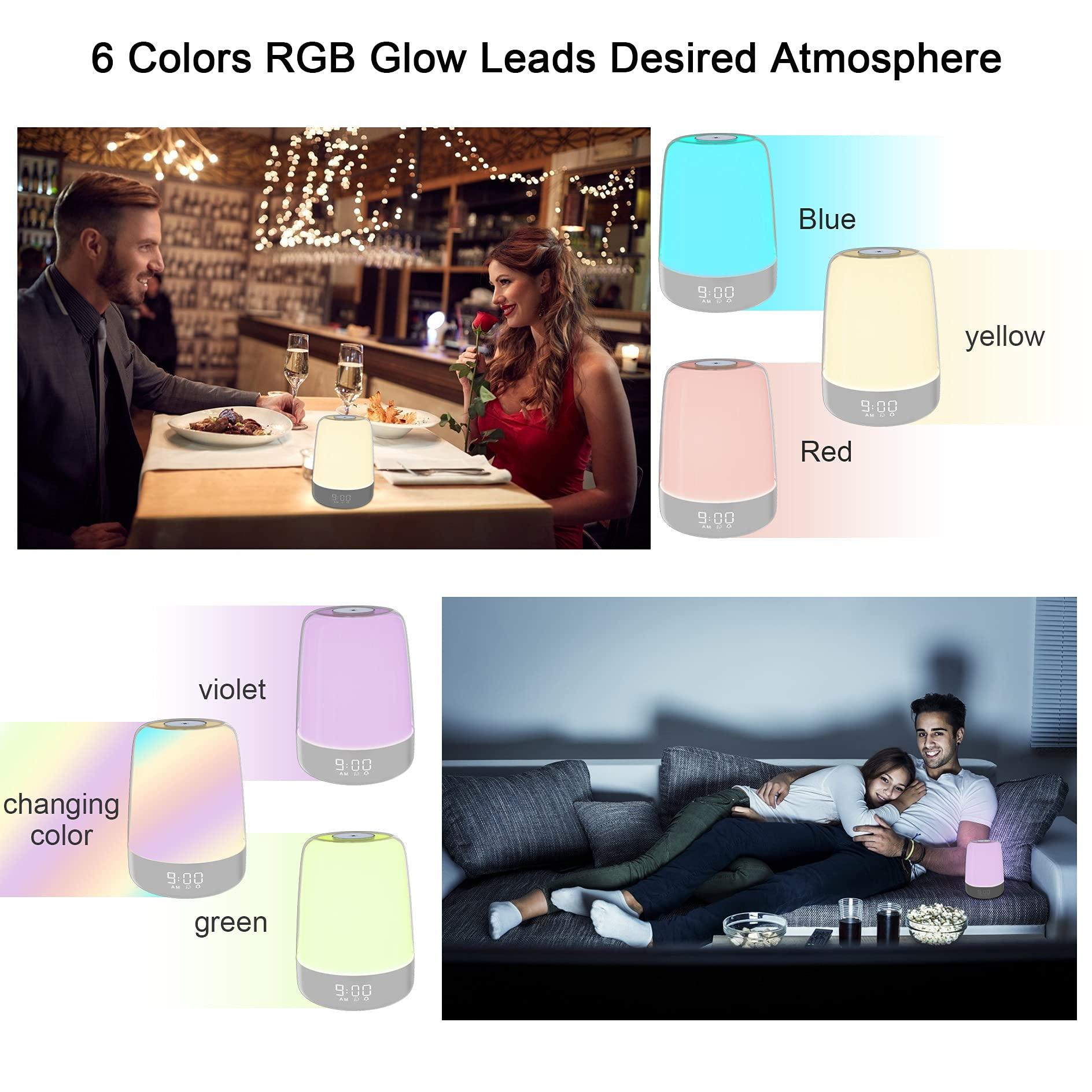 winshine winshine Touch Wake Up Night Light with Sunrise Simulation Alarm Clock, 3 Ways Dimmable Warm White Bedside Lamp for Kid Bedrooms RGB Ambient Table Nightstand Light,Sleep Aid Snooze Timer Mode