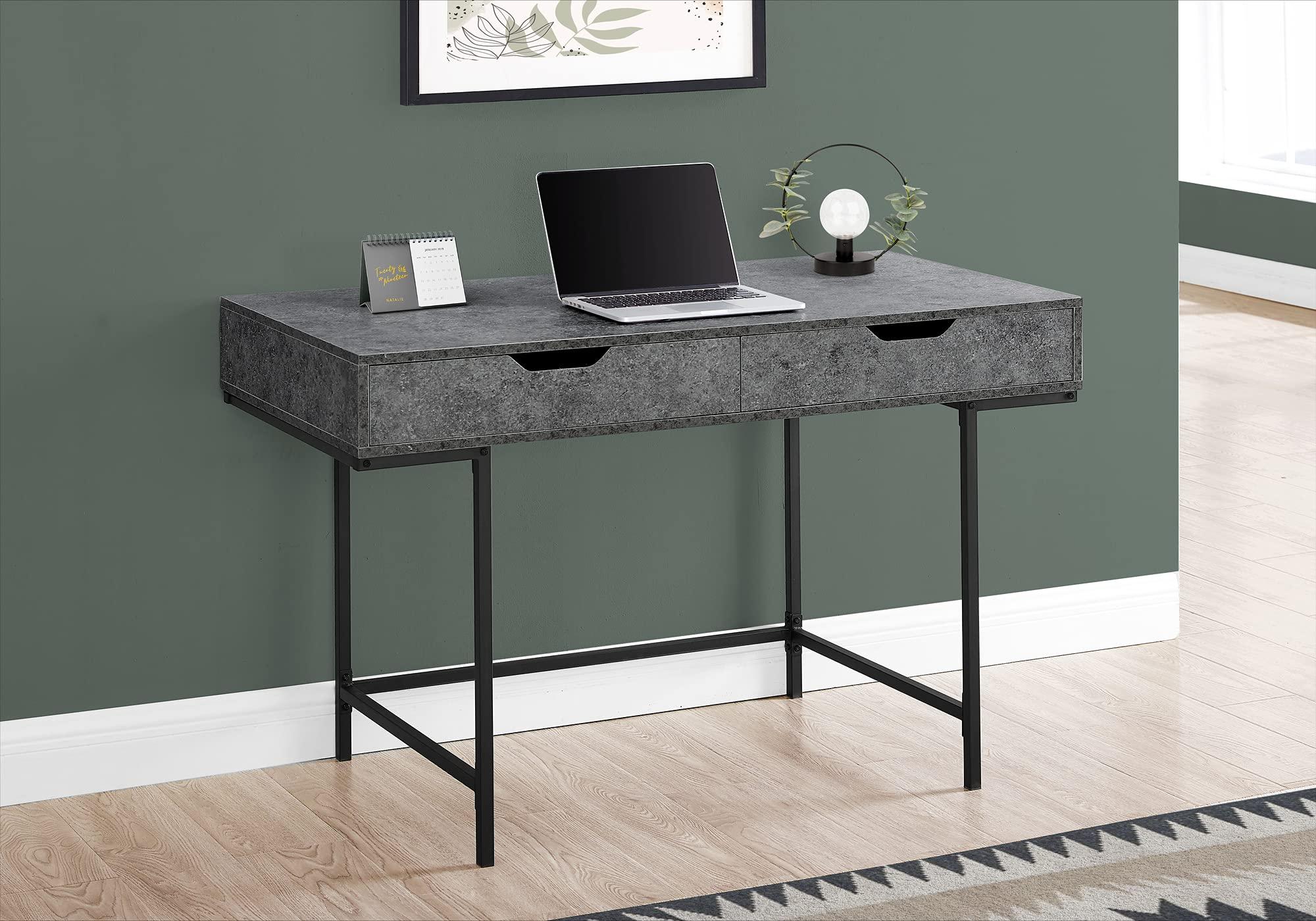 Monarch Specialties Monarch Specialties I 7559 Computer Desk, Home Office, Laptop, Storage Drawers, 48" L, Work, Metal, Laminate, Grey, Black, Contemporary, Modern