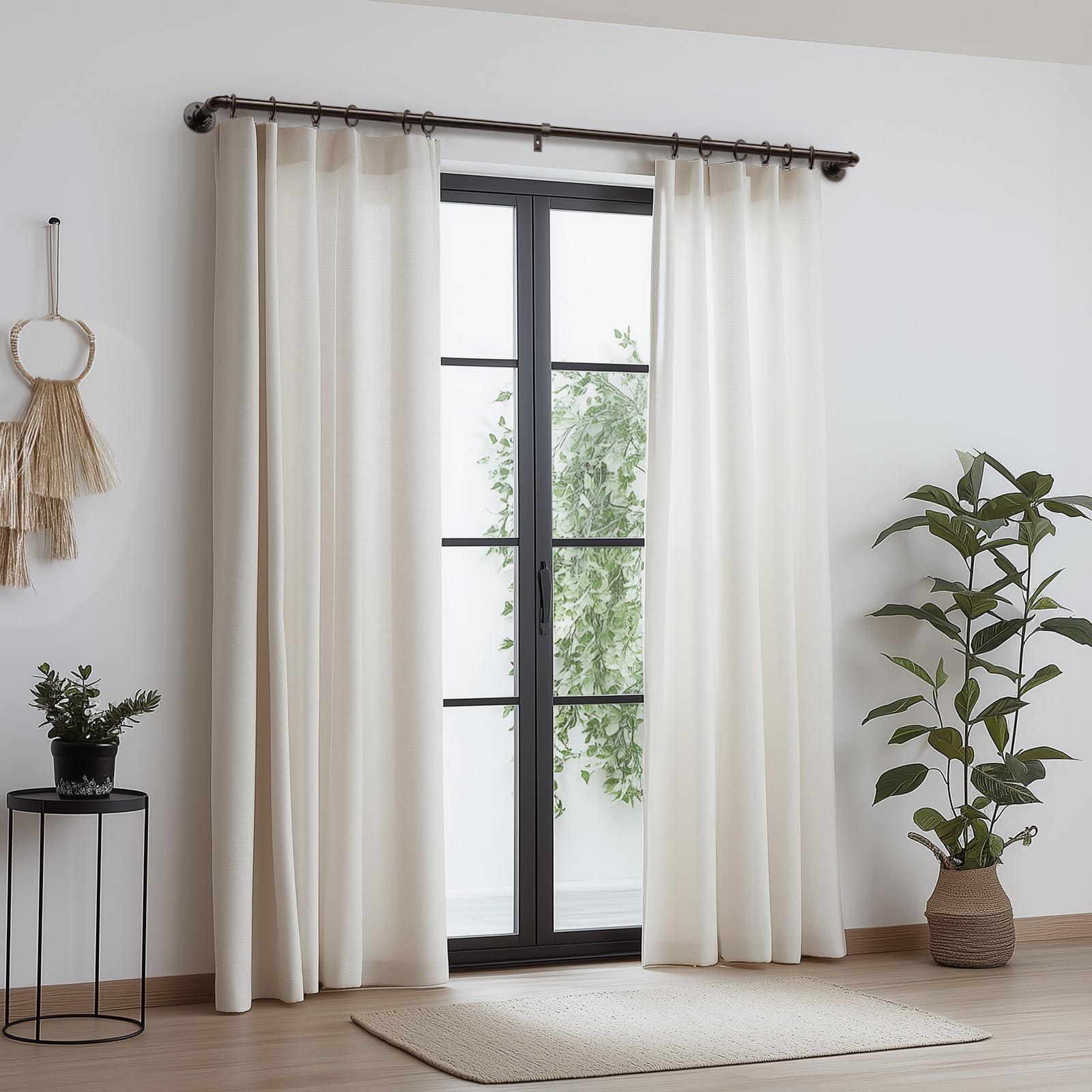 zeerobee Zeerobee Curtain Rods for Windows 120 to 240, 1 Inch Industrial Wrap Around Curtain Rod, Indoor/Outdoor Room Divider Adjustable Drapery Pole, 120"-240", Antique Bronze