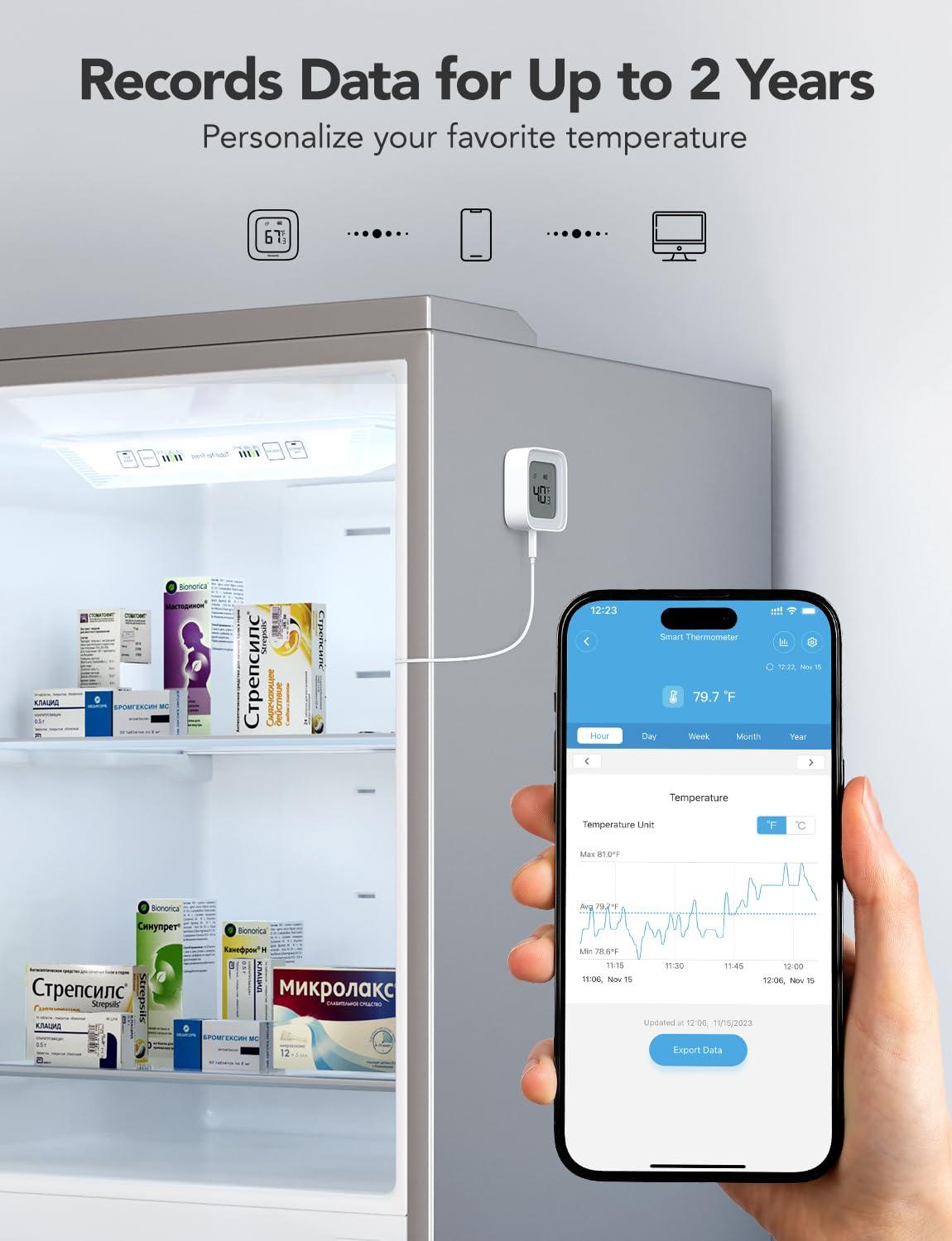 GoveeLife GoveeLife WiFi Freezer Thermometer Bundle with Wireless Mini Smart 6 Button Sensor