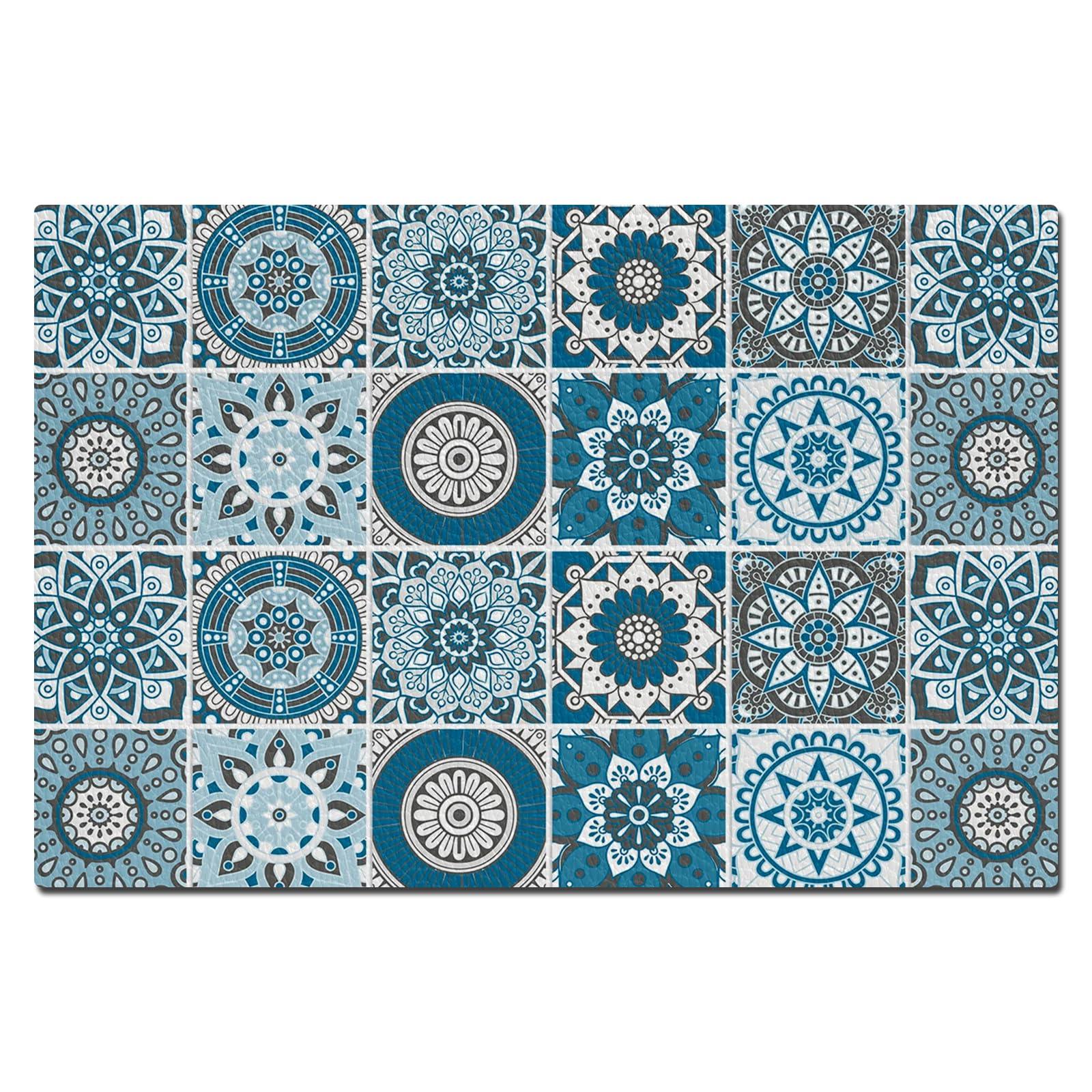 TuLdys TuLdys Boho Floral Kitchen Mats Cushioned Kitchen Floor Rugs and Mats, 3x4ft/36x48in, Modern Bohemian Non Slip Pu Waterproof Leather Comfort Standing Mat for Kitchen Office Home Laundry