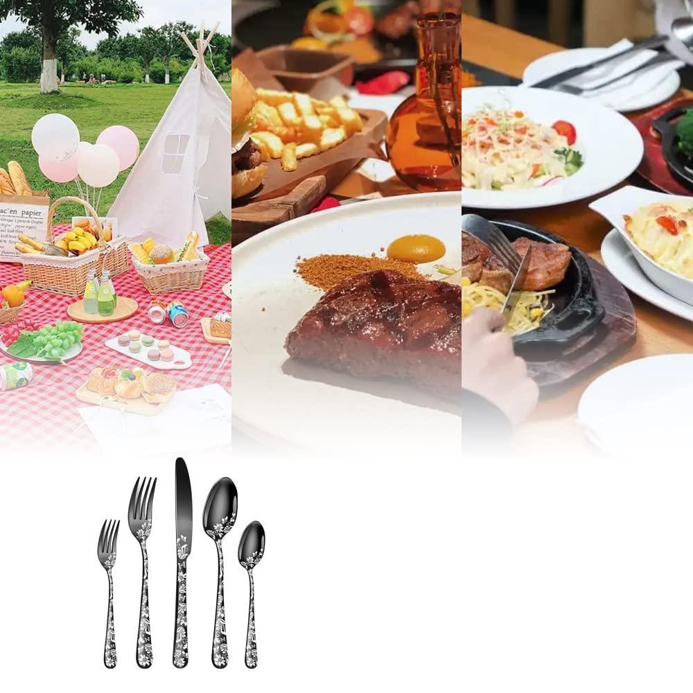 IKXO IKXO 50 Pieces Rainbow Silverware Set, Rainbow Flatware Set Food-Grade Stainless Steel Cutlery Set for 10, Tableware Eating Utensils for Home and Restaurant Wedding Halloween Christmas