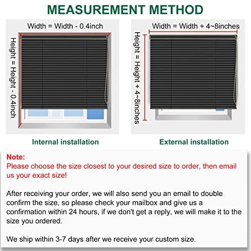 Fiunkes Wooden Window Privacy Shades - Black Venetian Blinds for Windows and Doors, Blackout Plantation Blinds With Noise Reduction and Adjustable Slats for Interior, 27'' W x 60'' H