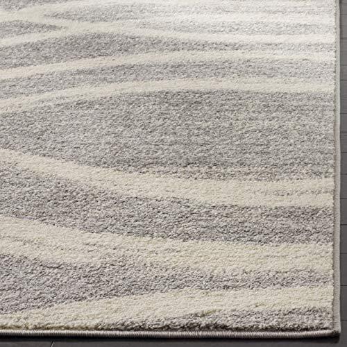 Safavieh SAFAVIEH Adirondack Collection Area Rug - 6\' Square, Grey & Cream, Modern Wave Distressed Design, Non-Shedding & Easy Care, Ideal for High Traffic Areas in Living Room, Bedroom (ADR125B)