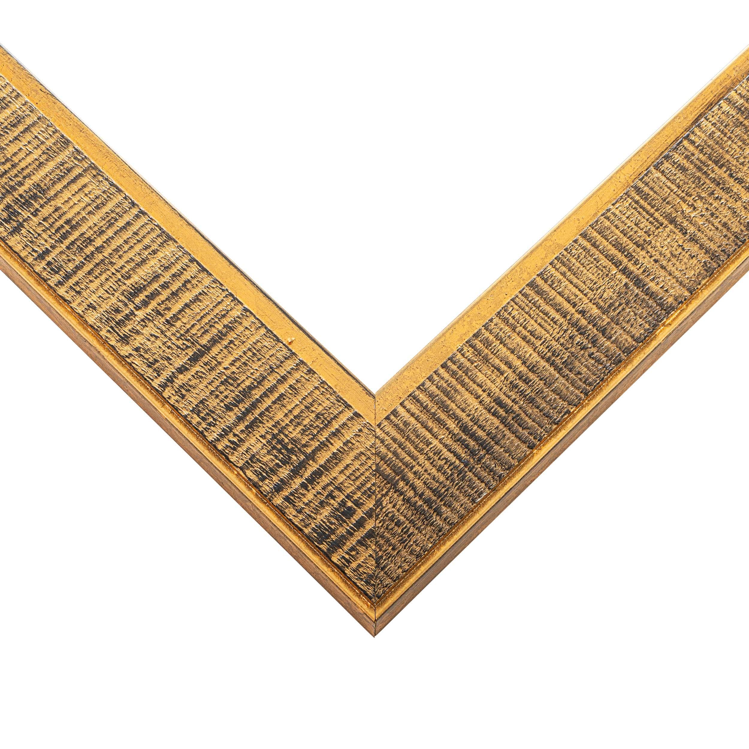 Poster Palooza Poster Palooza 12x36 Frame Black and Gold Distressed Solid Wood Picture Frame | 1.625 Inch Moulding Width | with UV Acrylic Plexiglass, Foam Board Backing & Hanging Hardware Included