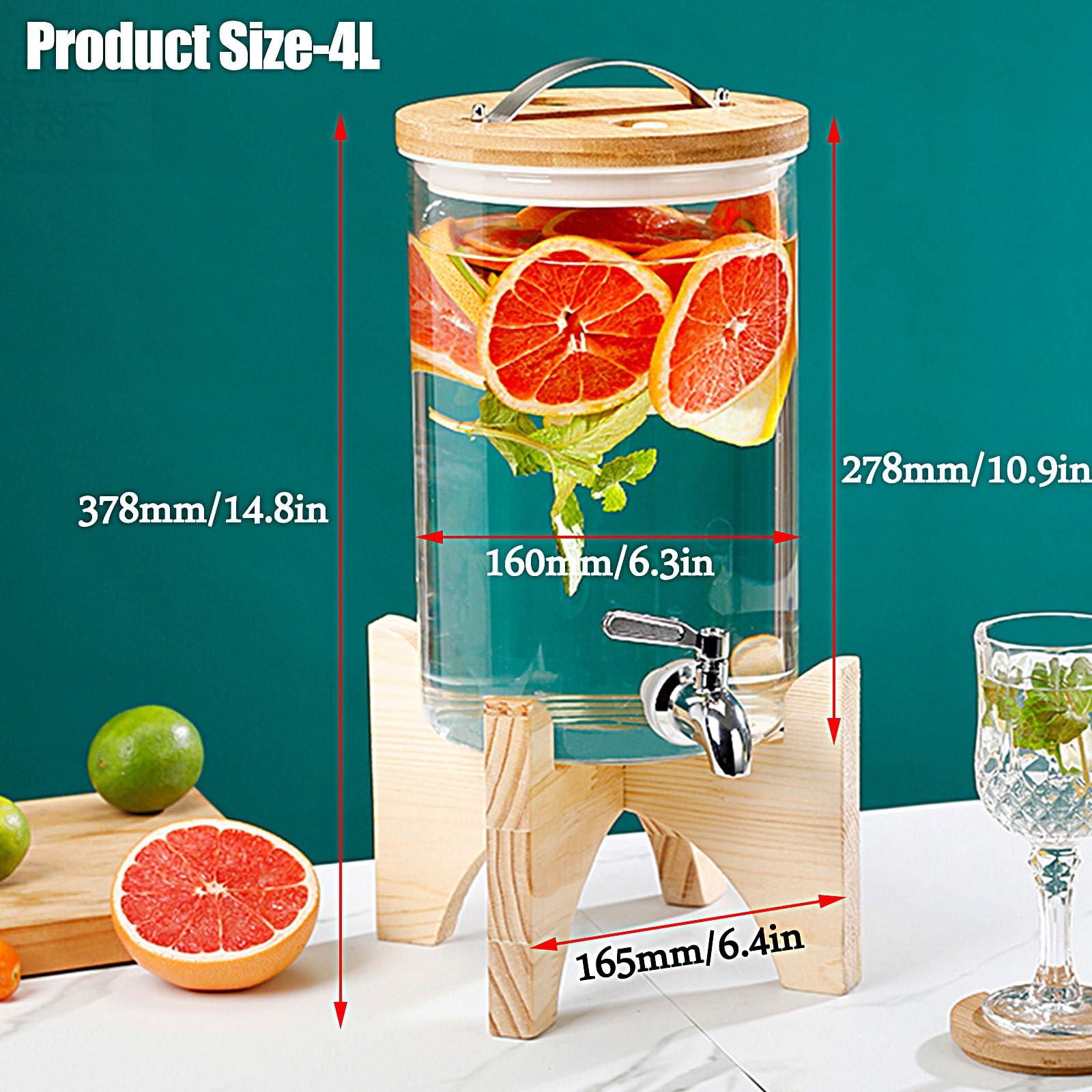 WRJAHCG WRJAHCG Glass Drink Dispenser for Parties,Glass Jar Beverage Dispenser with Stand Glass Beverage Dispenser with Stainless Steel Spigot for BBQ, Picnic, Pool Party and Social Events,4L