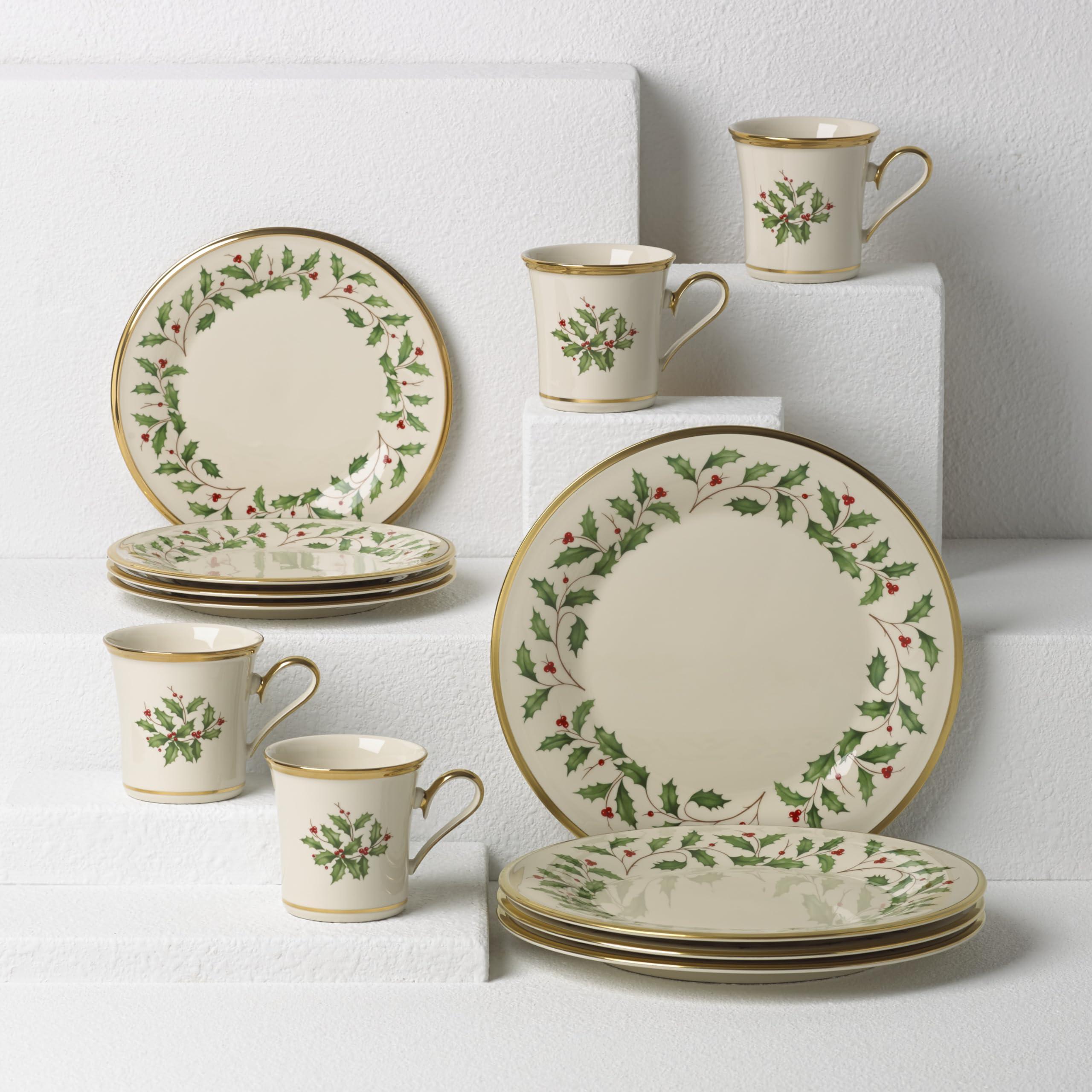 Lenox Lenox 6122048 Holiday 12-Piece-Plate-&-Mug Set, Christmas Dinnerware, Hosting