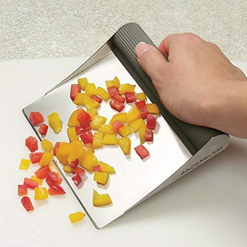 Rachael Ray Rachael Ray Tools and Gadgets Stainless Steel Pastry Scraper / Bench Scrape / Kitchen Tool for Baking and Cooking / Dishwasher Safe, Sea Salt Gray, 6x5x1in
