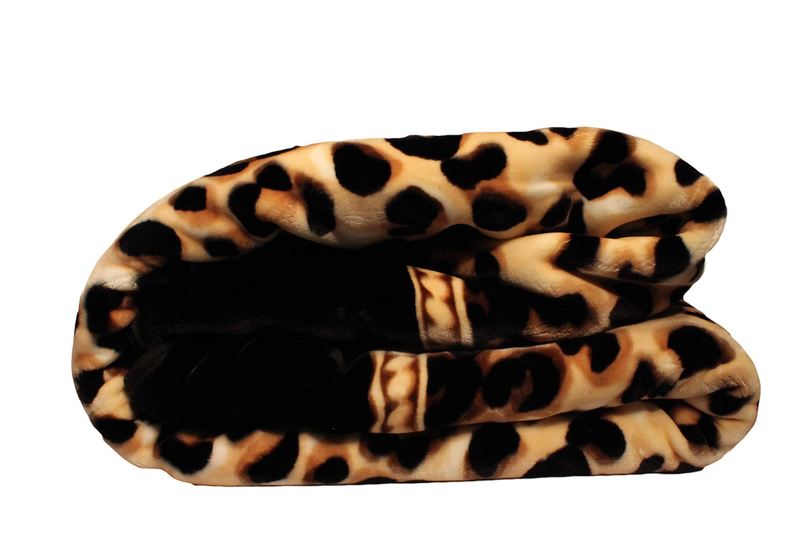 SOLARON SOLARON Korean Super Thick Heavy Weight Mink Blanket Bed comforters bedspreads Bedding Comforter (Queen, Flower Leopard Black)