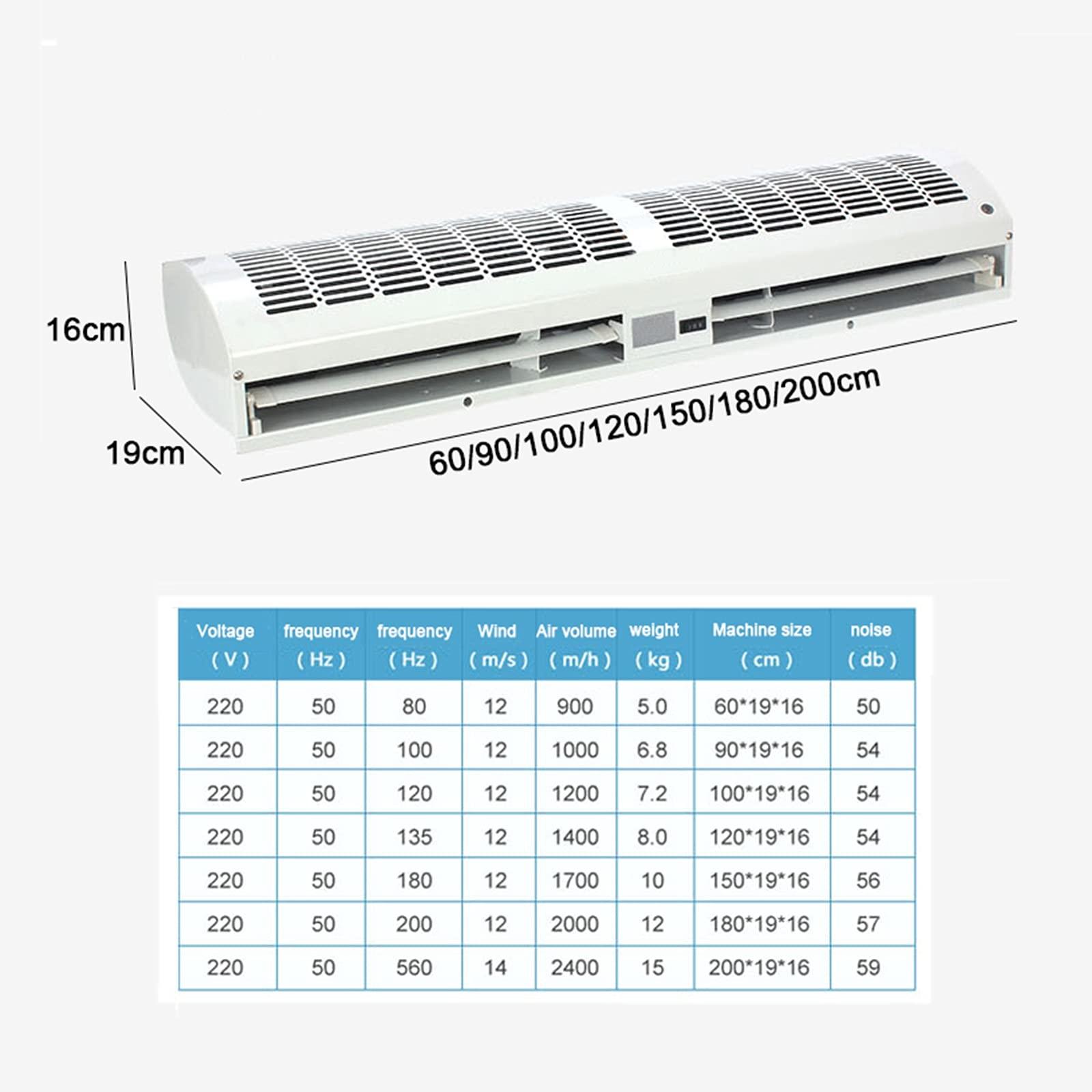 Air Curtain Air Curtain 0.6/0.9/1.0/1.2/1.5/1.8/2.0m Commercial Silent, Hotel Door, Remote Control, Dual Gears, Adjustable Wind Direction and Speed, Dust and Heat Insulation (Size : 601916cm)