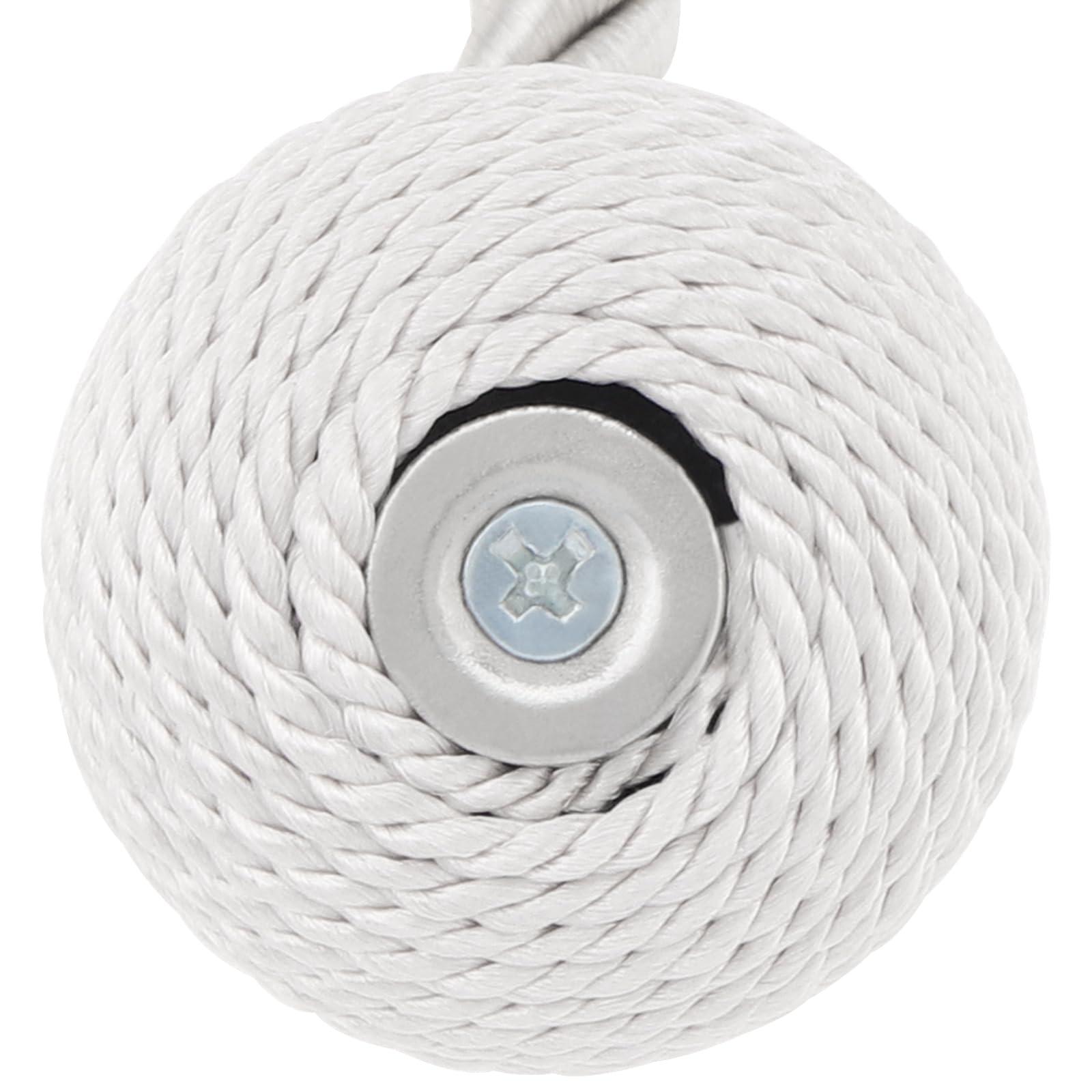 HOJLKLD HOJLKLD Magnetic Curtain Tiebacks 4 Pack Decorative Curtain Tie Backs Rope No Drill Magnetic Curtain Holders for Window Draperies (4, White)