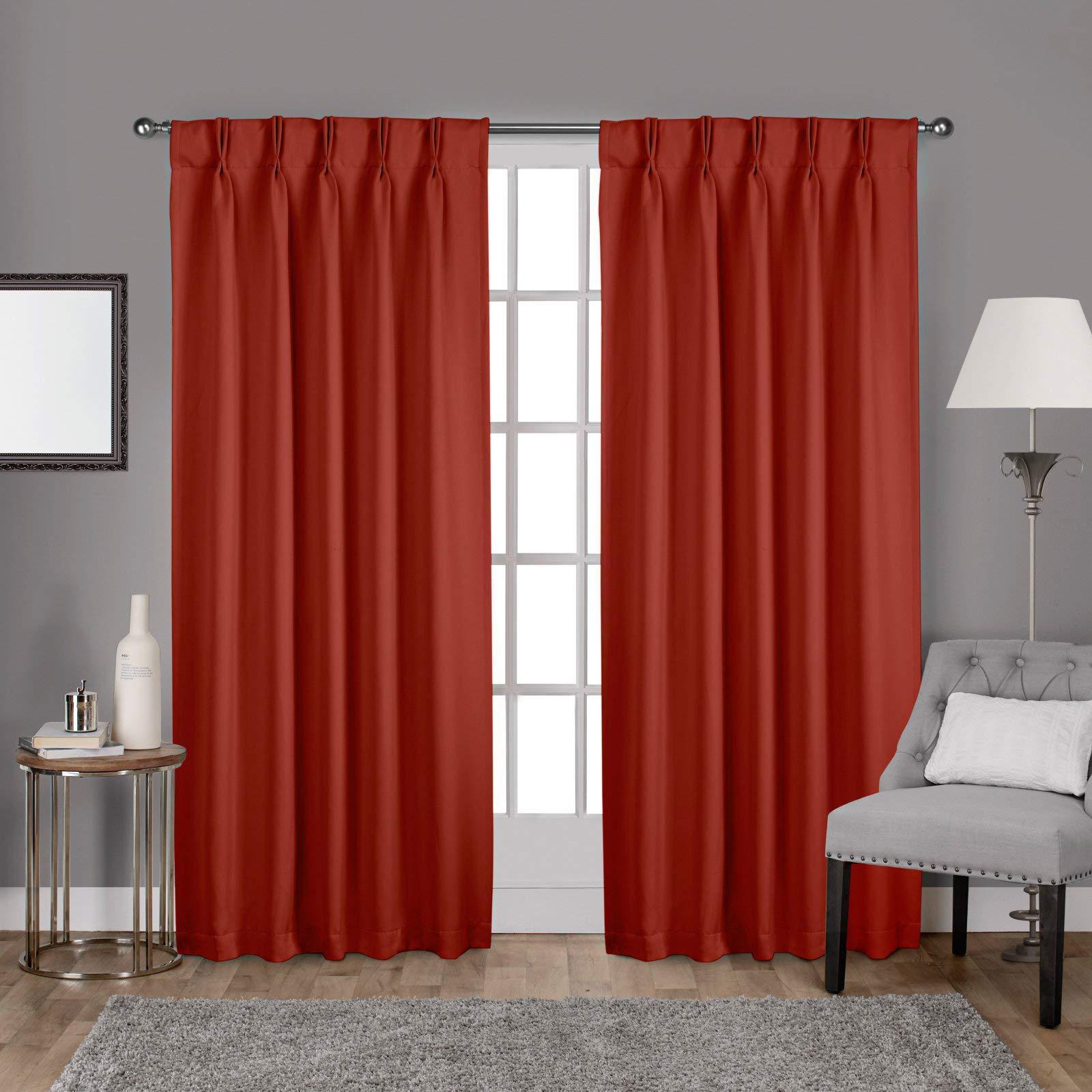 Sky Wave Double Pinch Pleated Blackout Curtains 100% Polyester for Room Decoration Comes with Bonus Tieback and Easy Hanging Option. (Blood Red 54 Inch Wide by 45 Inch Long- 2 Pannels Combined Size)