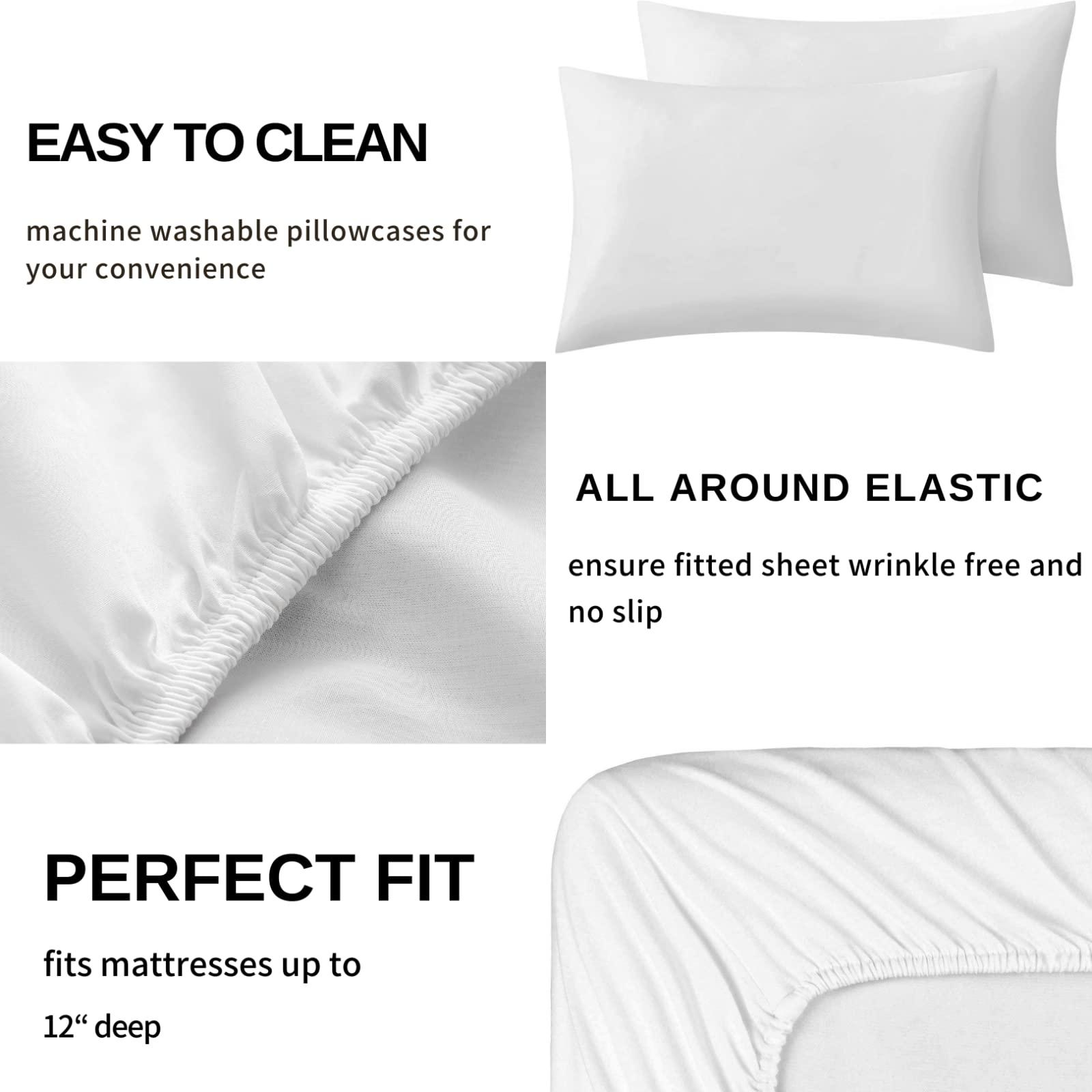 zcsm zcsm Yellow and White Striped Sheets King Size - Stripe Bed Sheets, Soft Microfiber & Deep Pocket & Wrinkle Free Patterned Bedding Sheets & Pillowcases, 1 Fitted Sheet, 1 Flat Sheet, 2 Pillow Cases