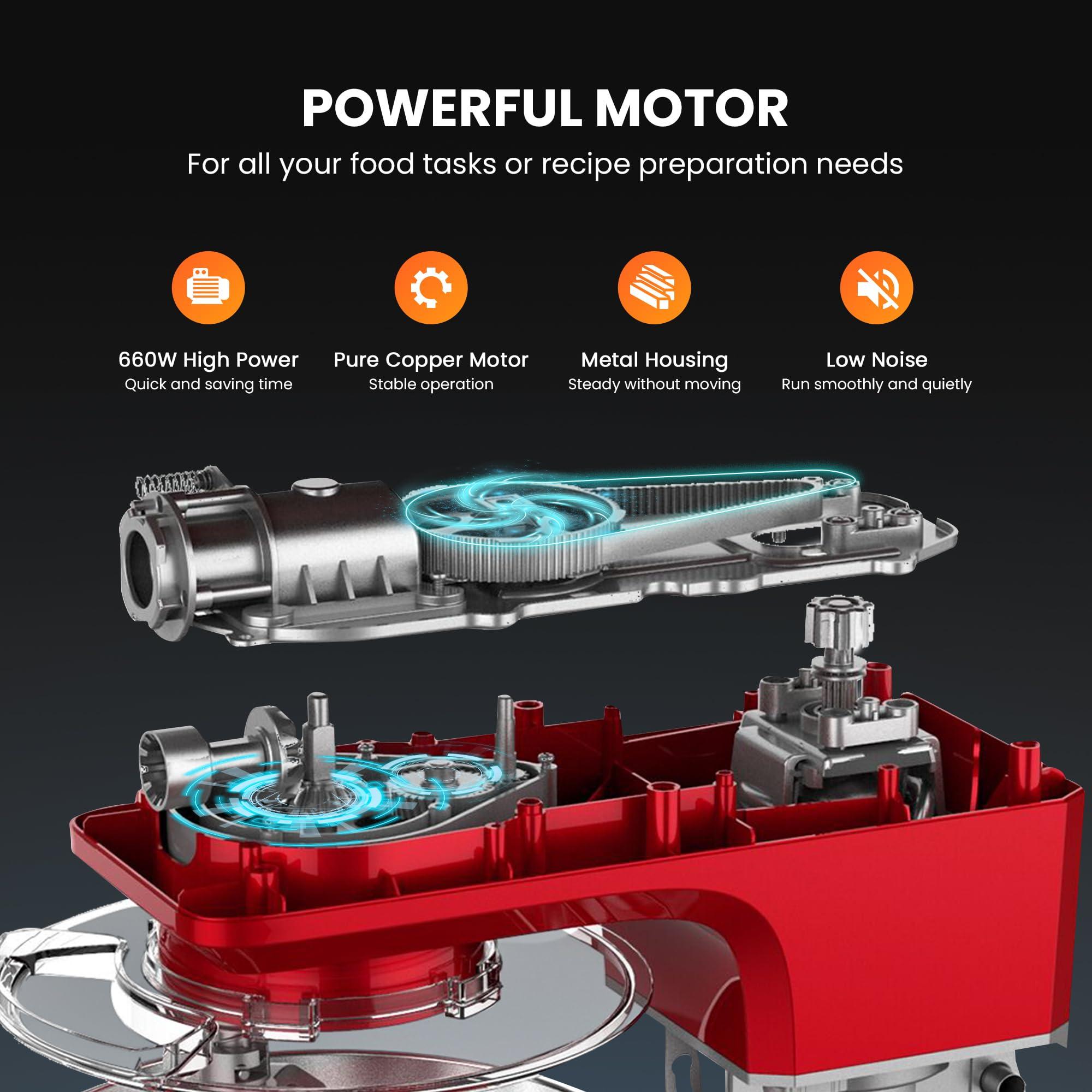 VIVOHOME VIVOHOME 7.5 Quart Stand Mixer, 660W 6-Speed Tilt-Head Kitchen Electric Food Mixer with Beater, Dough Hook, Wire Whip, and Egg Separator, Red