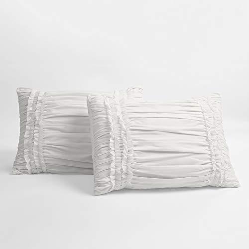 Lush Decor Lush Decor Belle 4 Piece Ruffled Shabby Chic White Comforter Set with Bed Skirt and 2 Pillow Shams - Queen Comforter Set
