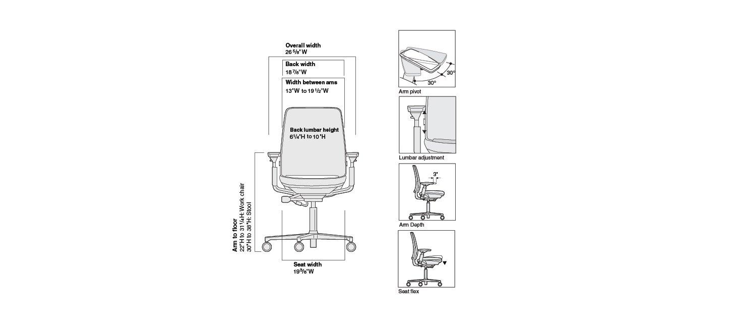 Steelcase Steelcase Amia Task Chair: Black Frame/Polished Aluminum Base - Armless - Hard Floor Casters