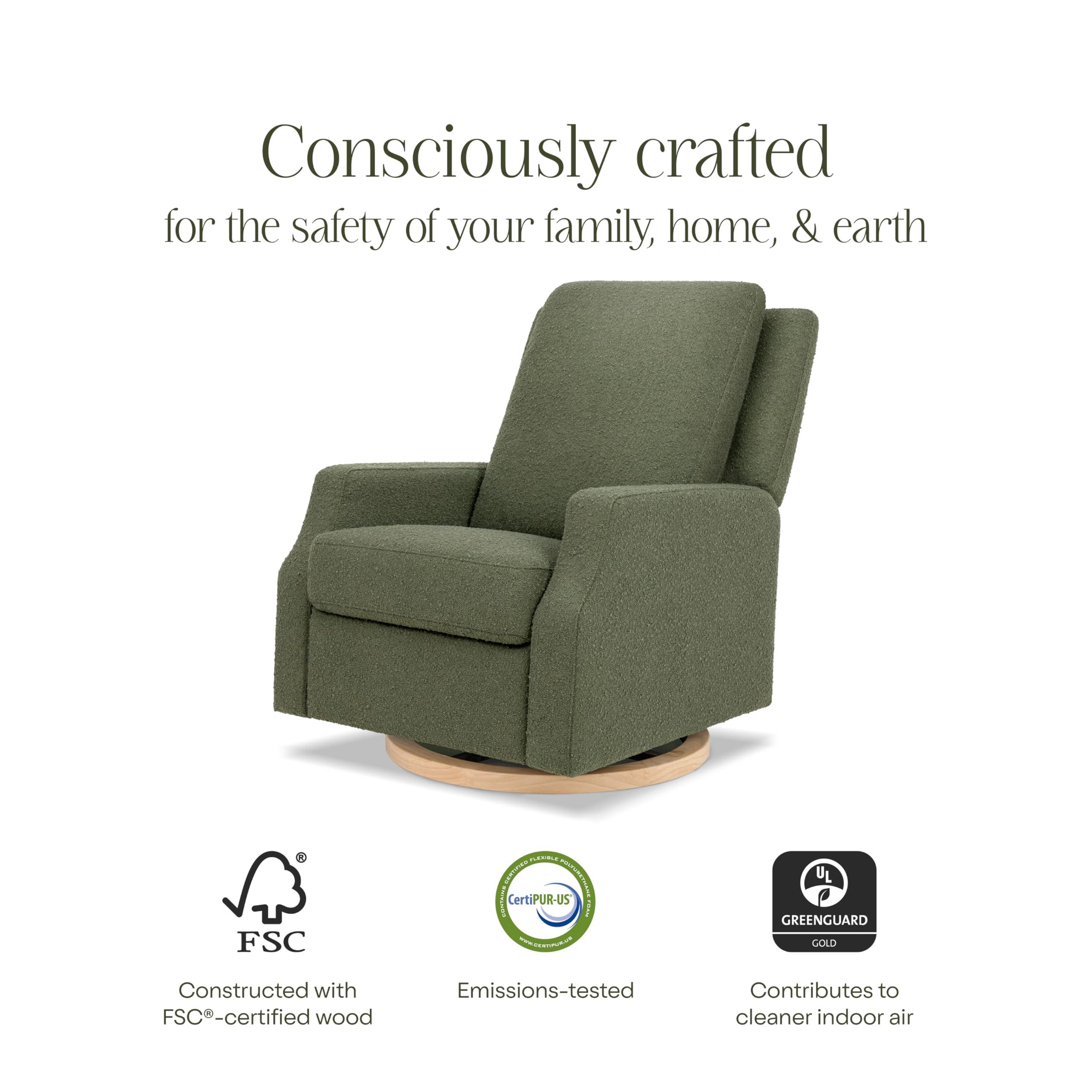 NAMESAKE Namesake Crewe Glider Recliner Nursery Chair - GREENGUARD Gold & Certi-PUR US Certified, Ultra Cozy 360 Swivel Rocker Recliner, Versatile Glider Rocking Chair for Nursery & Living Room - Olive Boucle