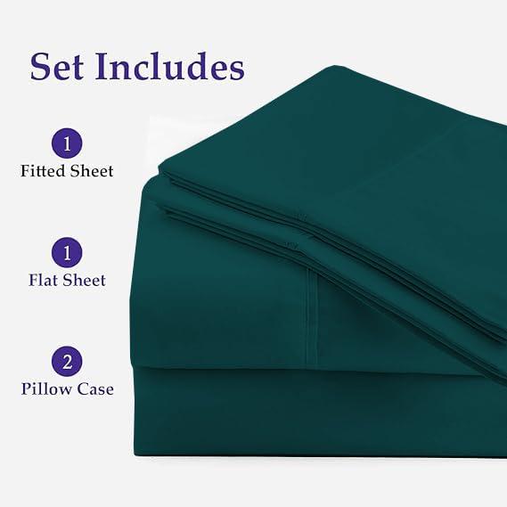 RECCI RECCI 4 Piece Sheet Set 100% Egyptian Cotton 1000 Thread Count Extra Super Soft Sateen Weave Bed Sheets 16\" Inch Deep Pocket, California King Size - Teal Solid