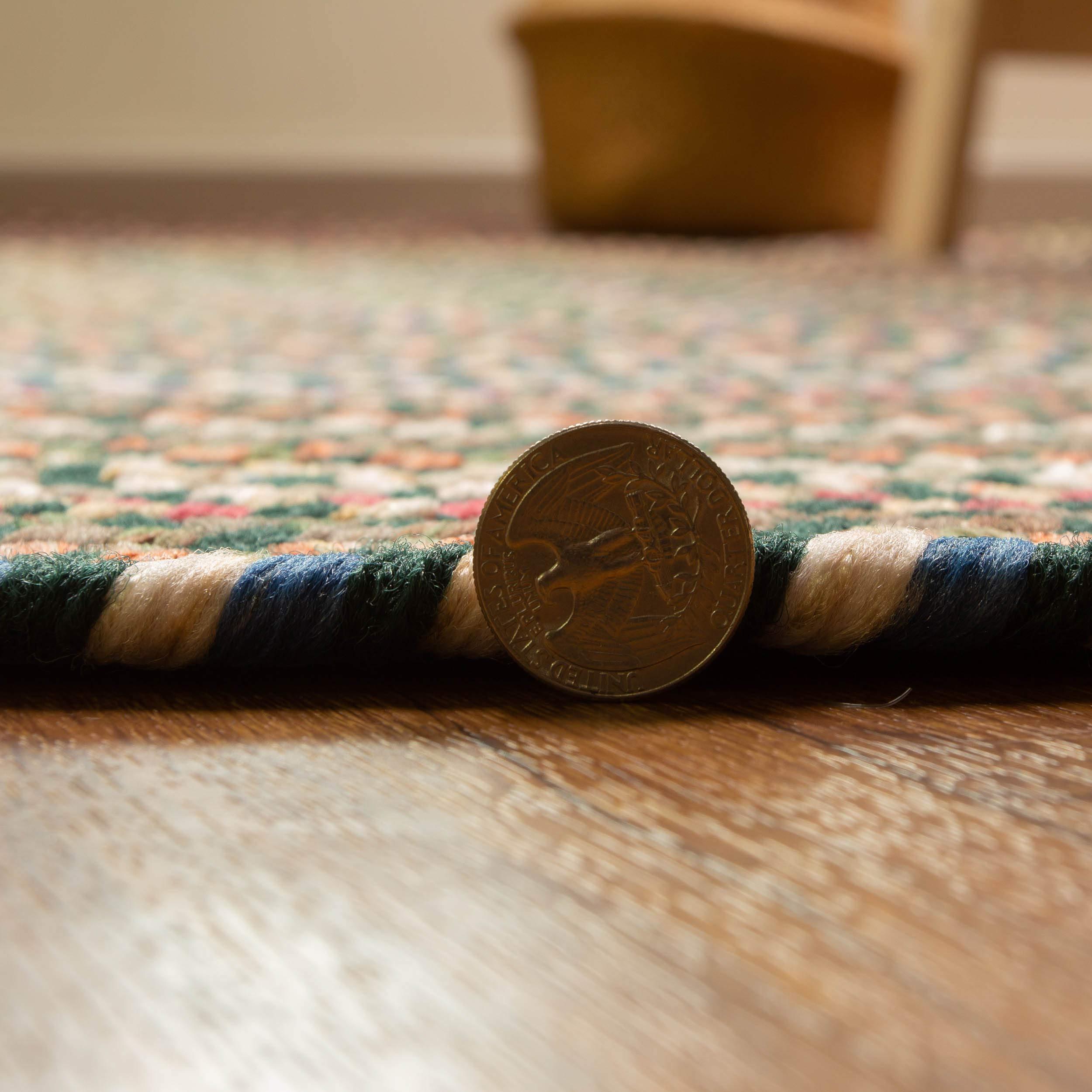 Super Area Rugs Super Area Rugs Roxbury American Made Braided Rug for Indoor Outdoor Spaces, Spruce Green/Natural Multi, 3' X 5' Oval