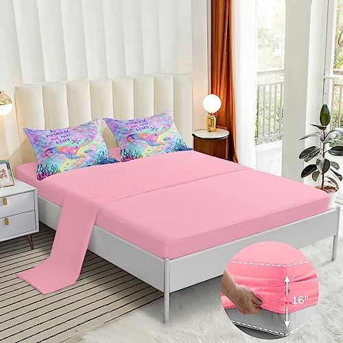 ROWADALO ROWADALO 5 Pieces Mermaid Scale Glitter Comforter Set Fish Scale Shell Starfish Girls Bedding Set,Gradient Rainbow Mermaid Tail Bed in A Bag Twin Size Complete Set for Girls Bedroom,MRY502-Twin