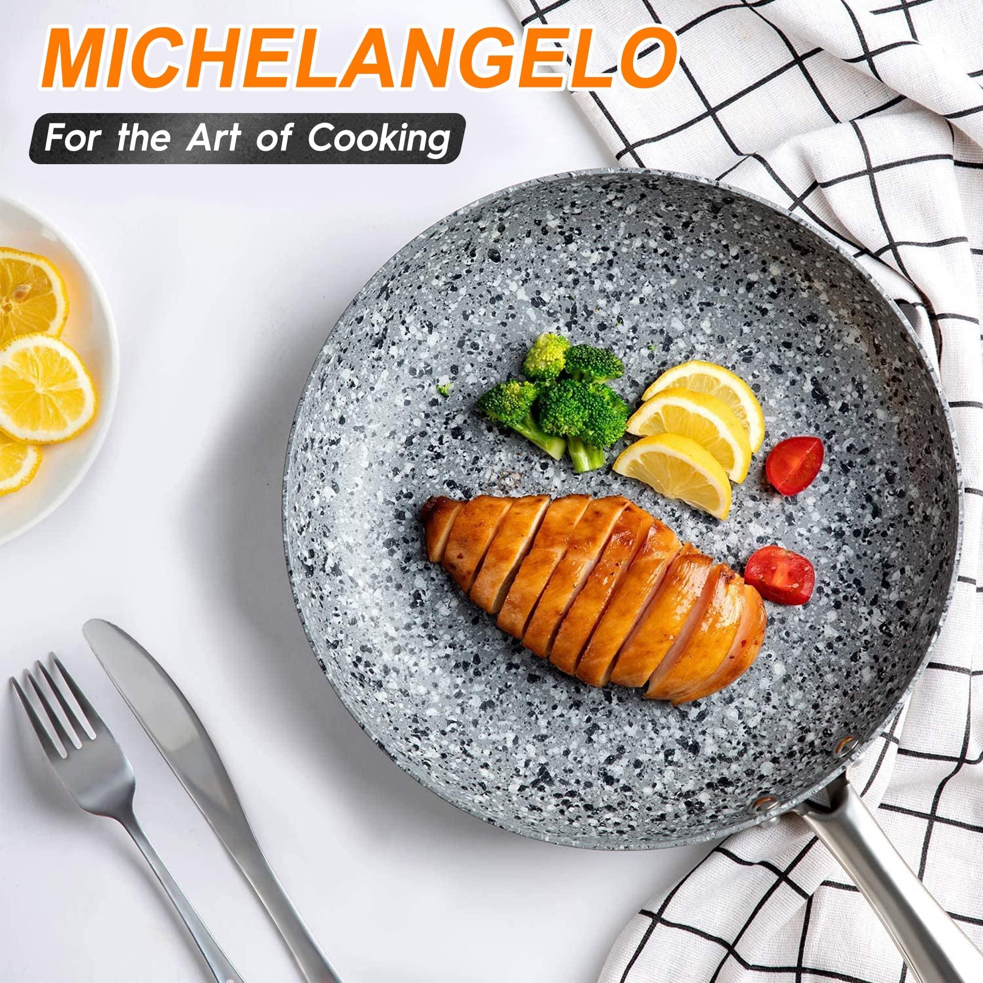 MICHELANGELO MICHELANGELO Stone Frying Pans Set 10 Inch & 12 Inch, Nonstick Frying Pans with 100% APEO & PFOA-Free Stone Non Stick Coating, Granite Skillet Set, Nonstick Skillets 2 Pcs