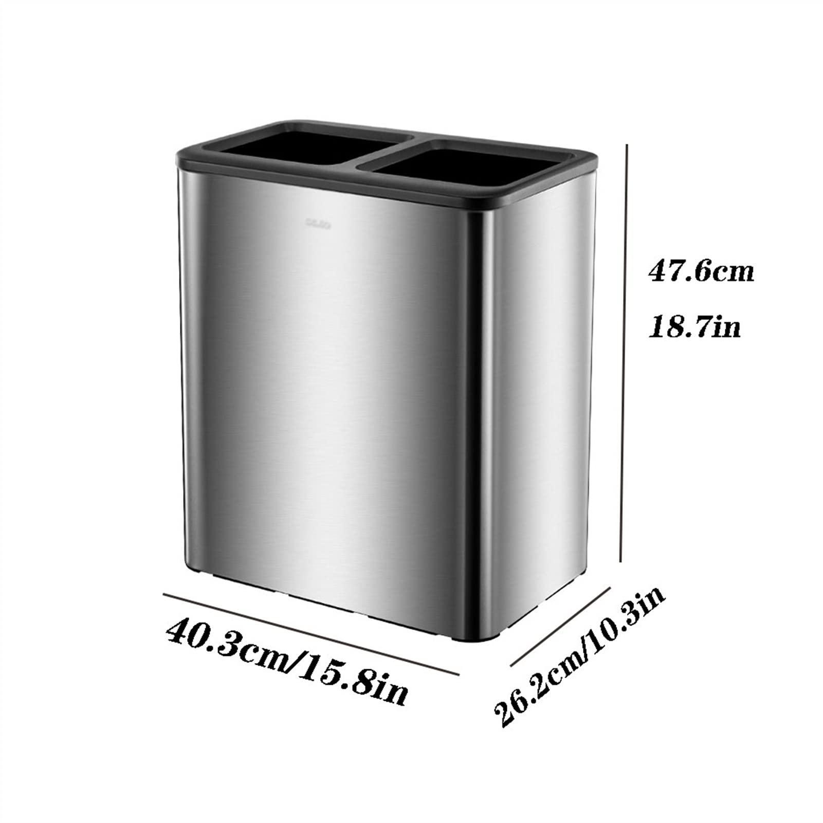 BONAD Kitchen Garbage Can Kitchen Classification Trash Can Stainless Steel Household Dry and Wet Separation Special Large No-Cover Double Barrel Wastebasket