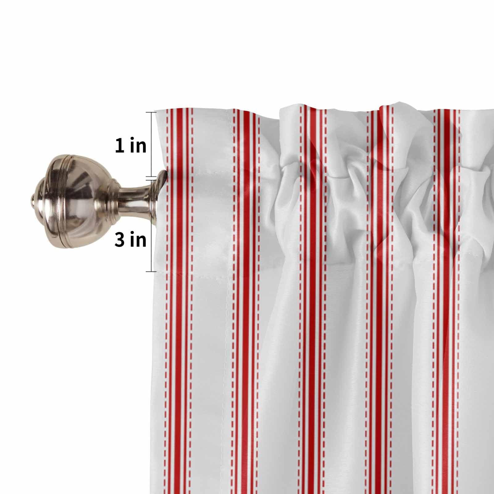 Debedcor Debedcor Red Striped Window Curtains 72 Inch Length, Farmhouse Modern Red Stripes Rod Pocket Kitchen Window Treatments Drapes for Bedroom, Cafe, Living Room, 2 Panels, 52 W x 72 L