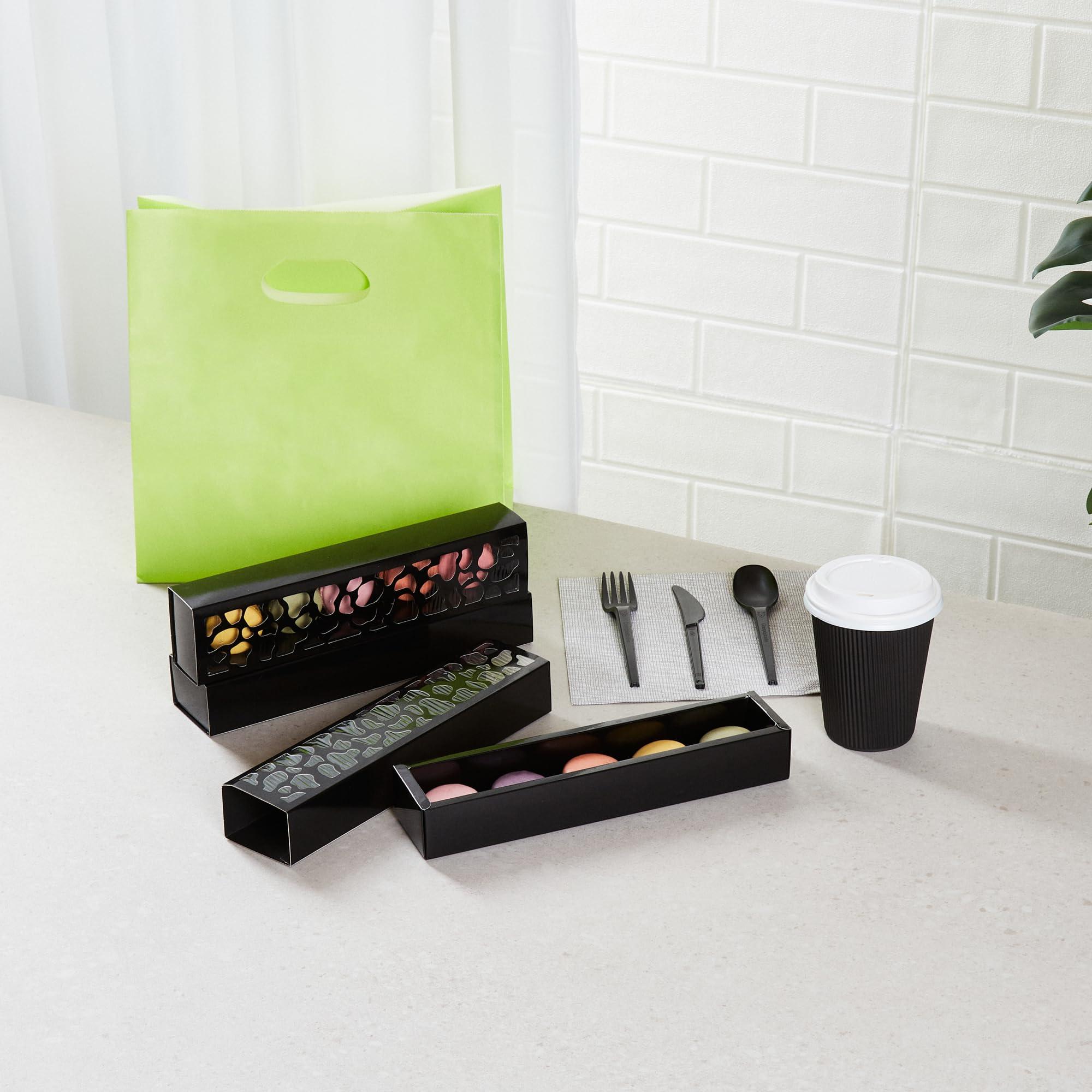 Restaurantware Restaurantware Valentino 12 Inch Macaron Boxes 100 Macaron Packaging - Holds 5 Macarons With Lids Black Paper Macaron Gift Boxes Separate Compartments For Gifts and Parties