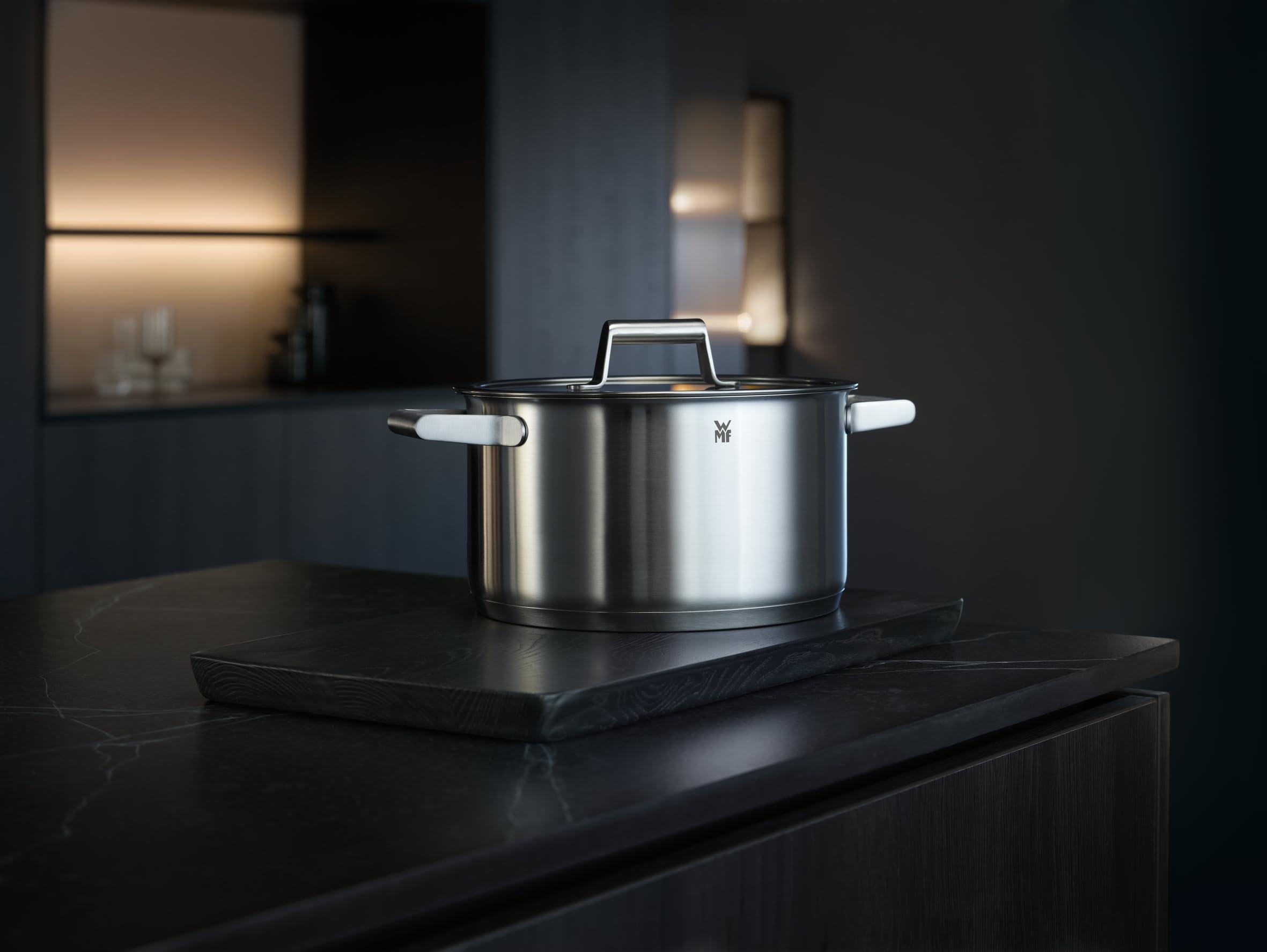 WMF WMF 732146040 Comfort Line Topfset Induktion 4-teilig Cromargan Matte Stainless Steel Pots Set with Glass Lid, Scale, Stackable, Uncoated, 18/10