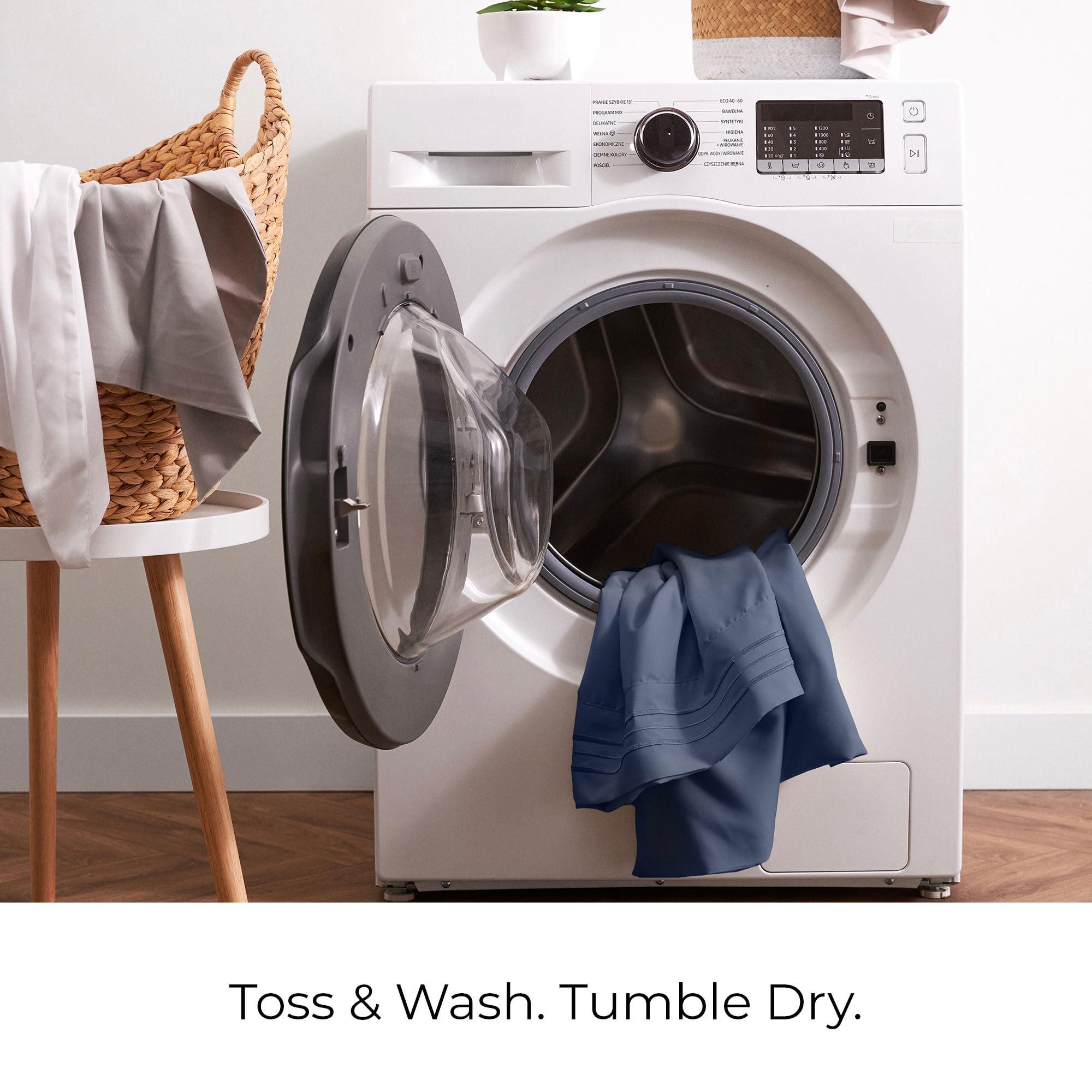 Mellanni Mellanni California King Sheet Set - 6-Piece Iconic Collection Bedding, (Including 4 Pillowcases), 21-Inch Extra Deep Pocket, Easy Care, Ultra Soft, Cooling Sheets, Brushed Microfiber - Navy Blue