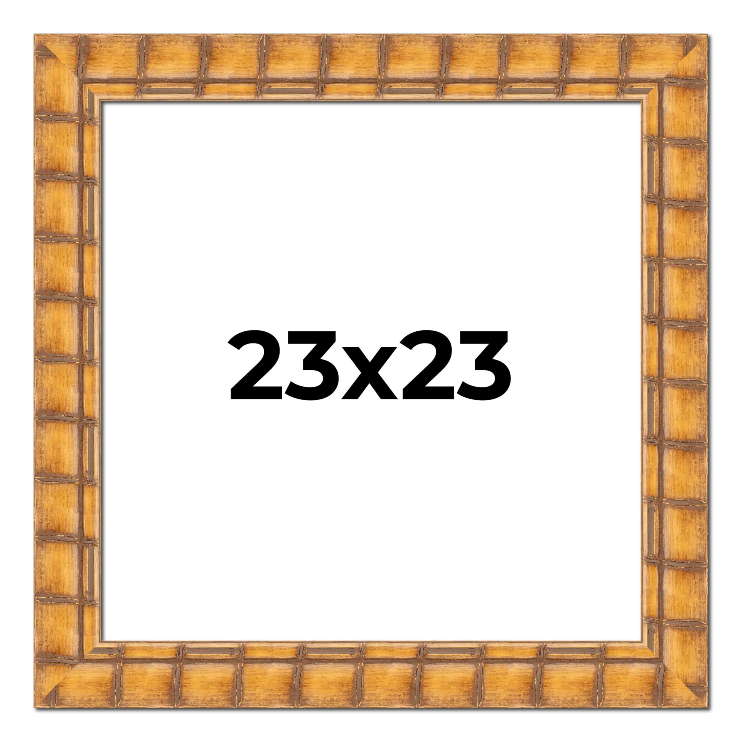 CustomPictureFrames.com 23x23 Frame Bamboo Natural Wood Beige Solid Wood Picture Frame | 3 Inch Moulding Width | Picture Frame Complete with UV Acrylic Plexiglass, Foam Board Backing & Hanging Hardware