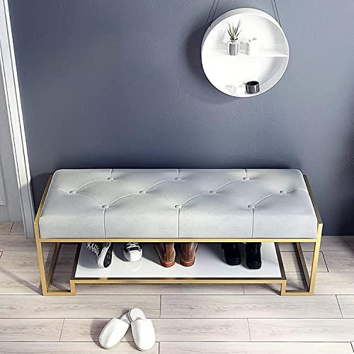 ORBATT Entryway Bench, Shoe Bench for Living Room, Shoe Storage Bench Entryway Shoe Rack with Cushioned Seat for Entryway Living Room Bedroom Hallway Metal Furniture ( Color : Dark Green , Size : 80*40*43cm