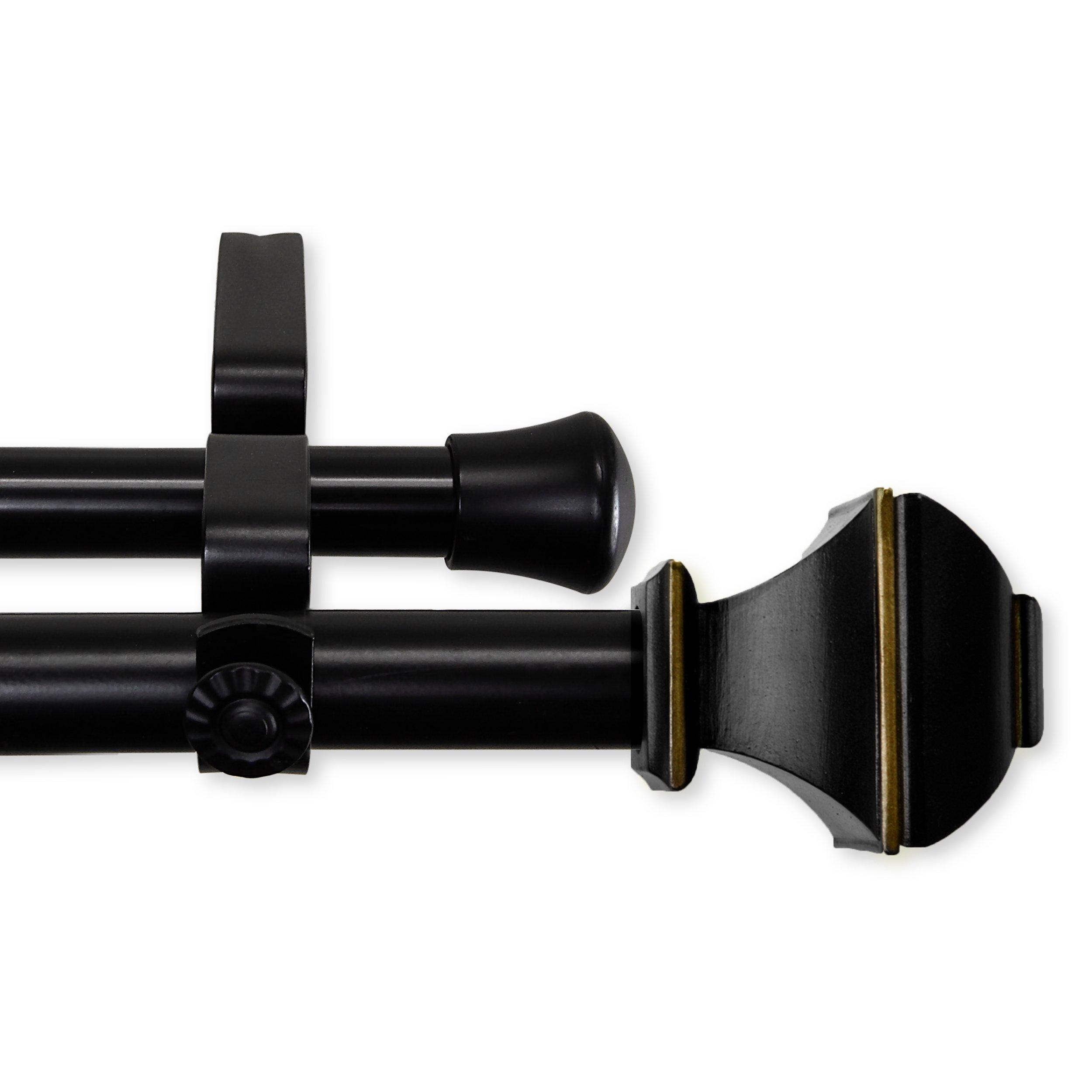Rod Desyne Rod Desyne 13/16" Moyat Bay Window Double Curtain Rod, 20-36", 38-72", Black